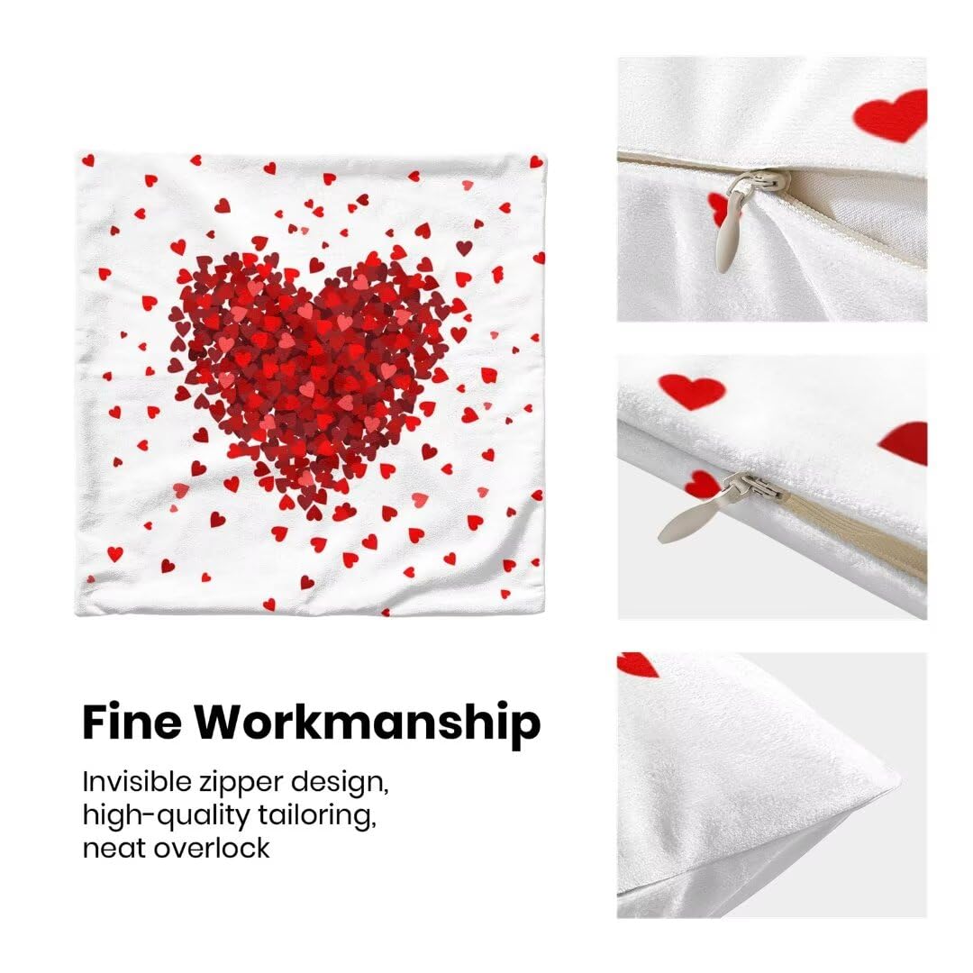 AEIOAE Valentine Pillow Covers 24 x 24 Inch Set of 2, Happy Valentines Day Throw Pillows Farmhouse Cotton Red Heart Pillow Case for Sofa Bedroom Living Room Indoor Outdoor