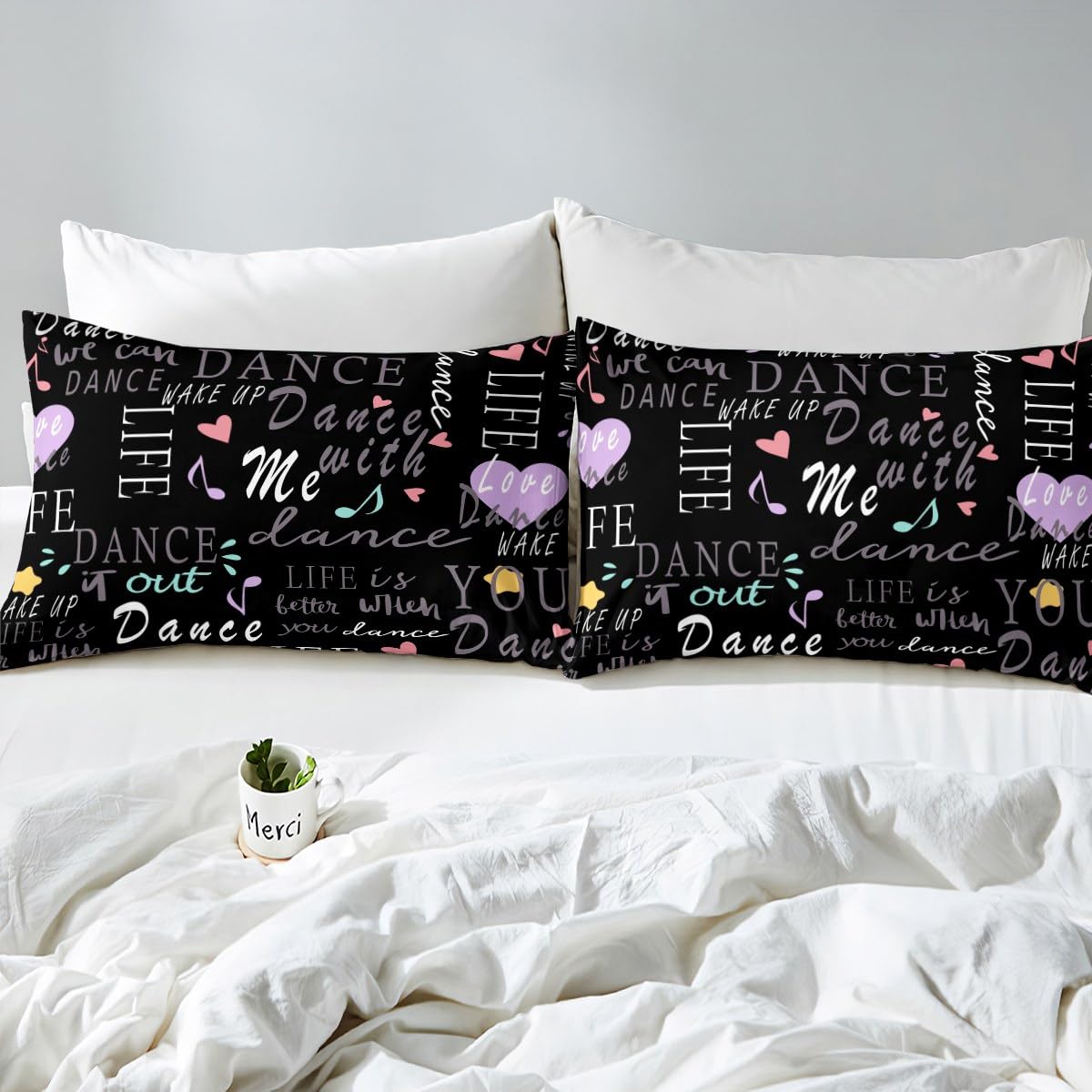 Feelyou Hippie Graffiti Bed Sheets Set Girls Dance Life Bedding Queen Size Includes 1 Fitted Sheets & 2 Pillowcases (No Flat Sheet)
