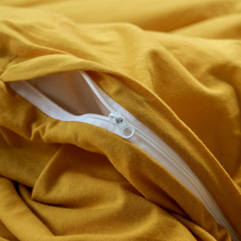 VM VOUGEMARKET Jersey Knit Cotton Bedding Duvet Cover Queen,Yellow T-Shirt Cotton Down Comforter Cover Set,Super Soft Men Women Modern Bedding Set-Queen,Gold
