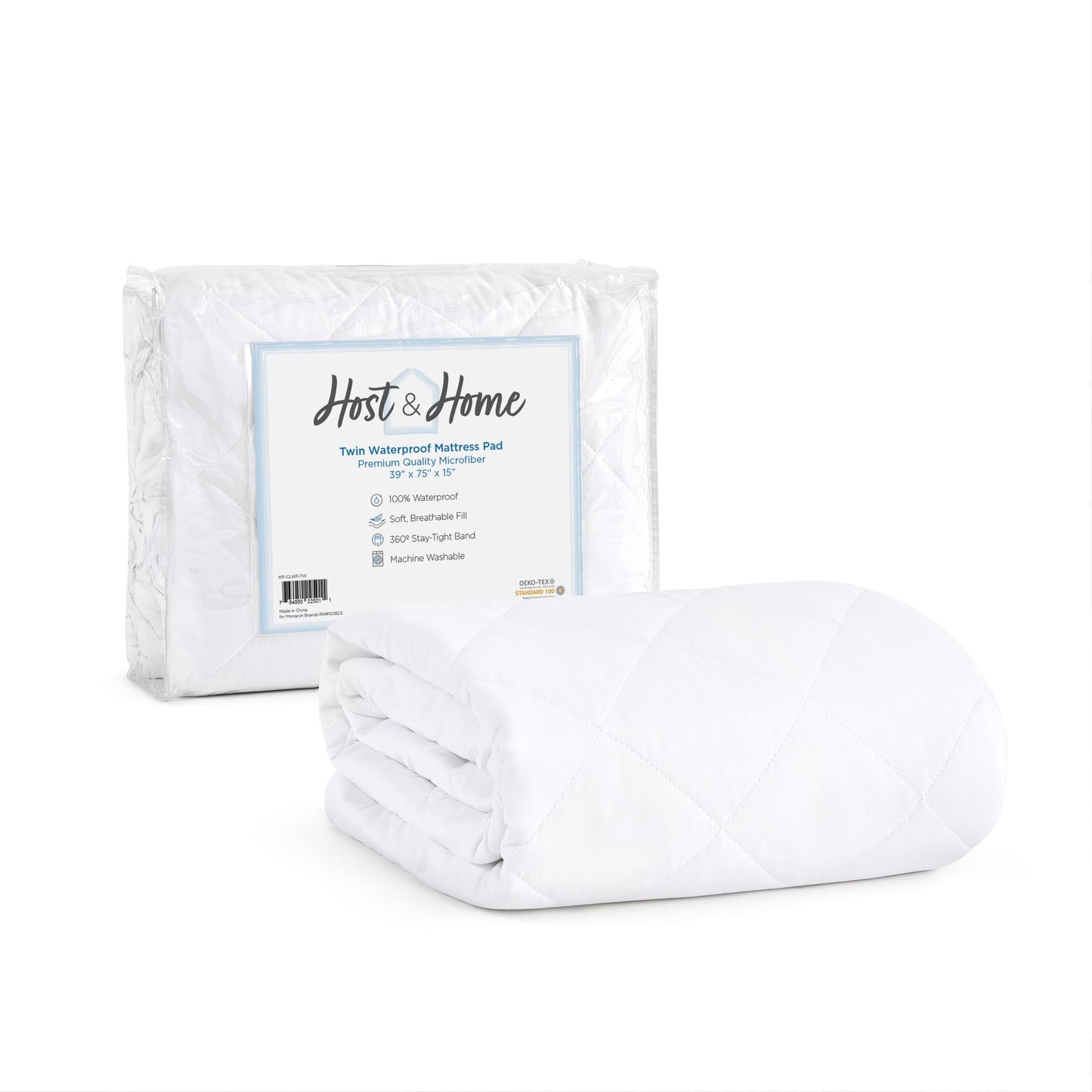 Arkwright Waterproof Mattress Pad Cover (Twin) 15 in. Drop, Quilted Mattress Protector Cover, Soft Polyester Microfiber, Deep Pockets, Machine Washable Mattress Topper, White