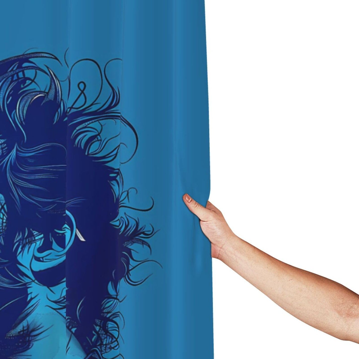 Falynth Blue Tone Cool Man Character Waterproof Fabric Shower Curtain 70 Inch – Machine Washable Polyester Bathroom Curtain with 12 Hooks (Metal/Plastic)