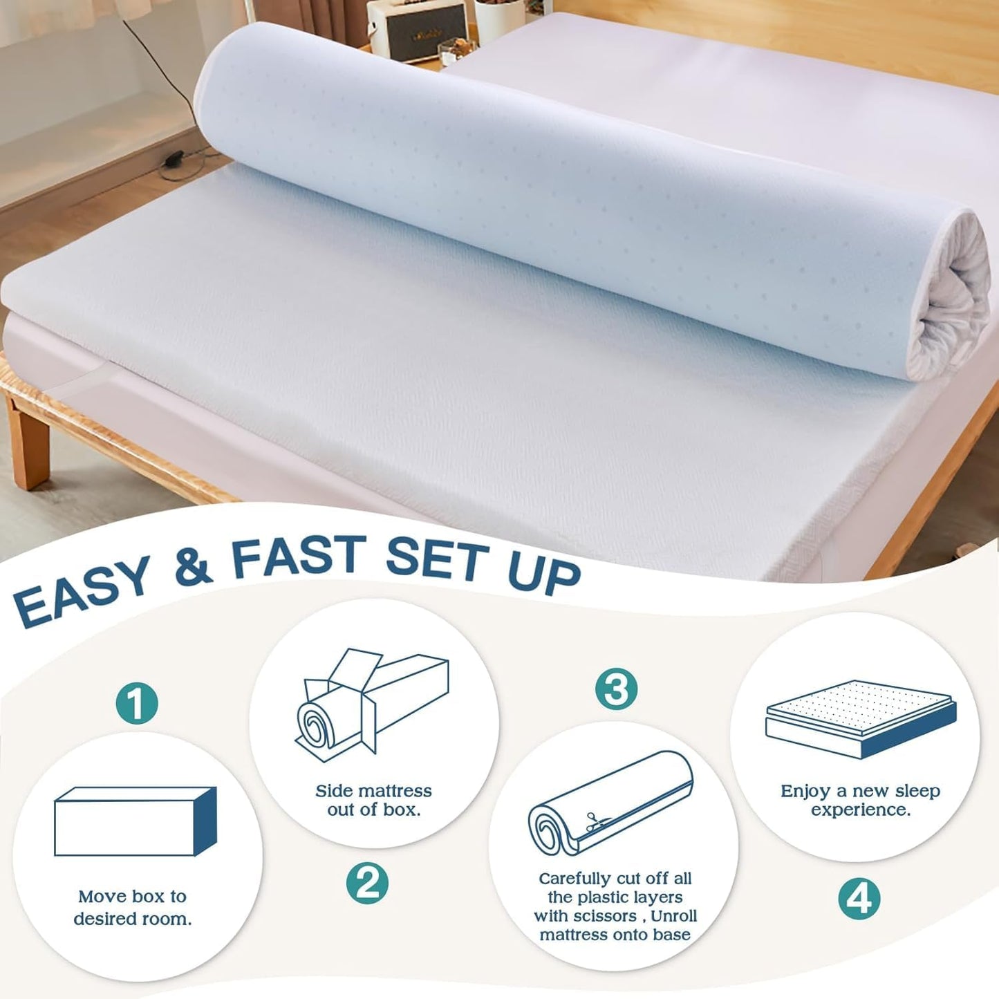 Airensky 2 Inch Memory Foam Mattress Topper, Cooling Gel Infused High Density Twin (39"x75") Topper with Removable Skin-Friendly Cover, Bed Topper for Pressure Relief Back Pain, CertiPUR-US Certifie