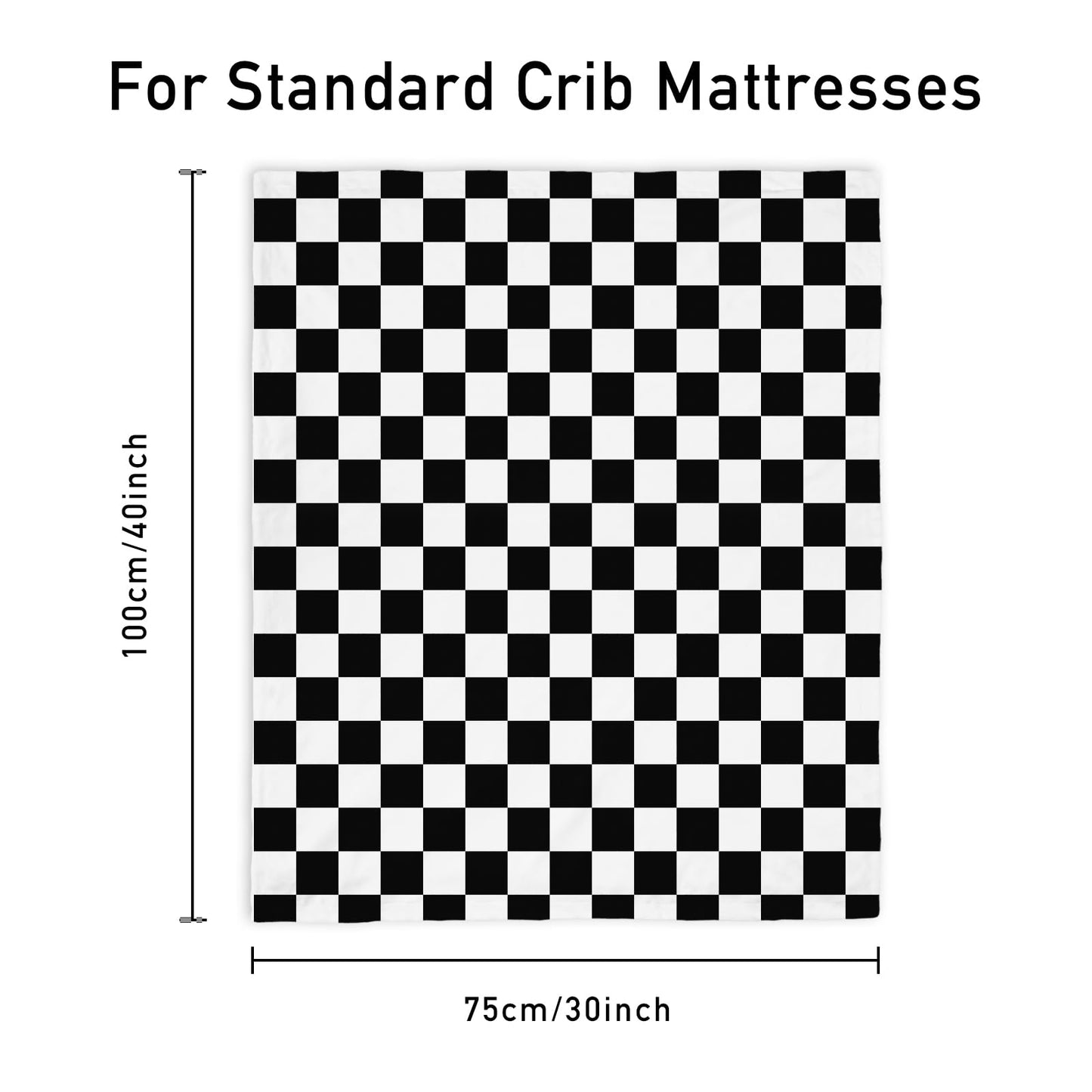 CIVARUA KIDS Checkered Baby Blankets for Boys, Comfy Durable Blanket with Double Layer Dotted Backing Checkerboard Grid Chessboard Gingham Bed Blankets for Newborn Infants Black, 30x40 Inches