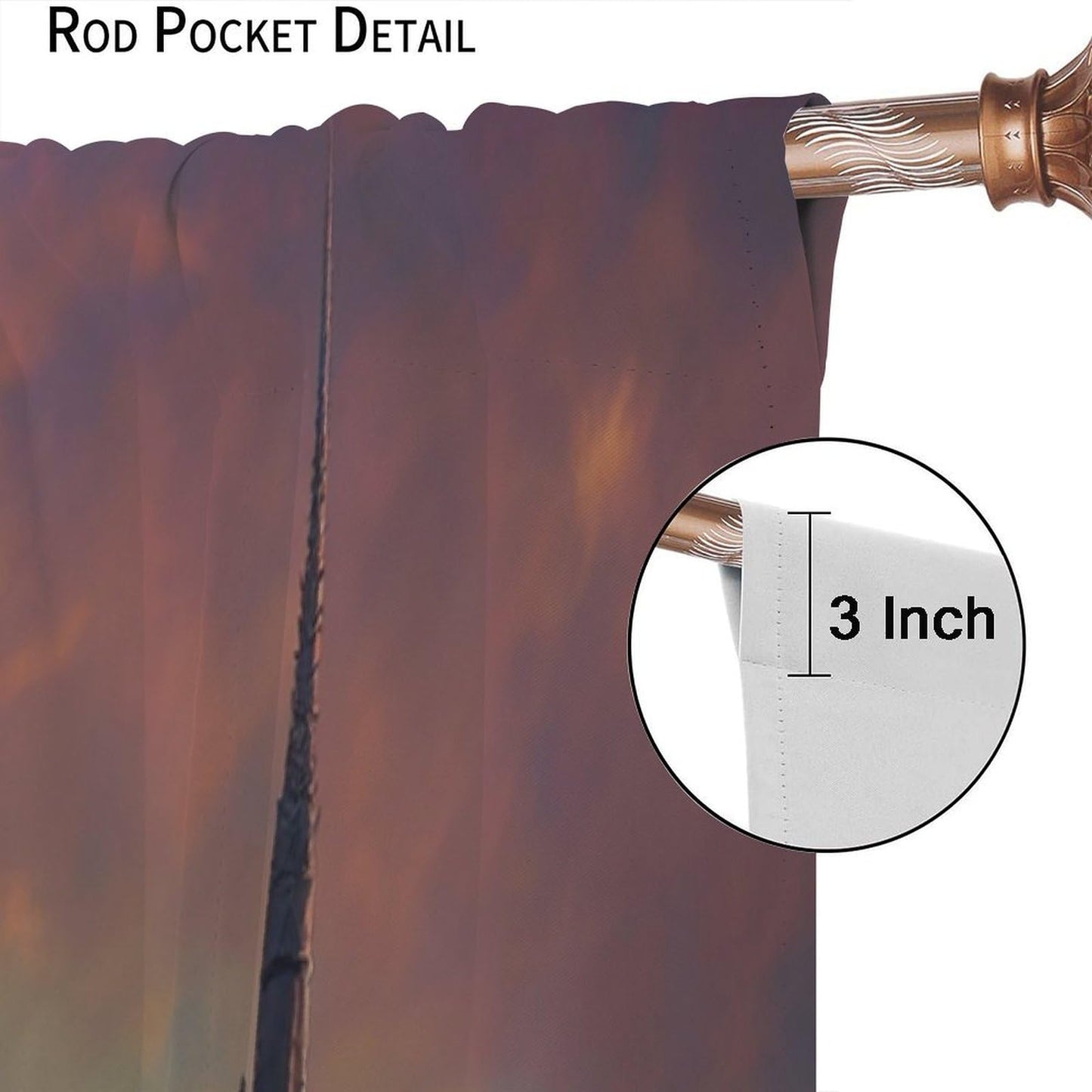 HZOHNAGO Castle Curtain Gothic Castle Dark Forest Pattern Print Decor Rod Pocket Window Drapes for Bedroom Living Room 42x45in