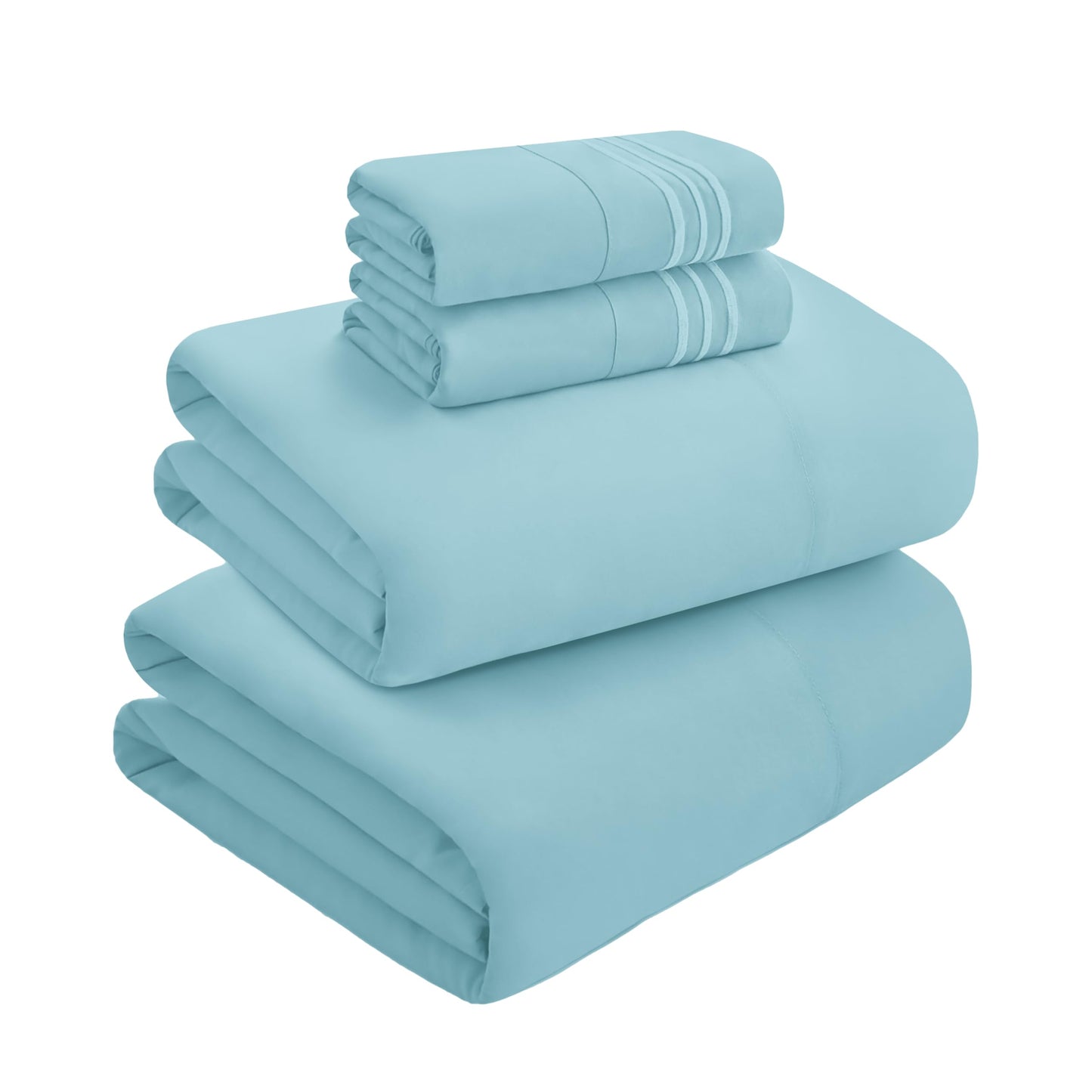 Mocassi Full Size 4-Piece Bed Sheet Set - 1800 Premium Hotel Quality Microfiber 18-24 Inches Extra Deep Pocket Fitted Sheet- Luxury Soft, Breathable, Wrinkle, and Fade Resistant, Aqua Blue