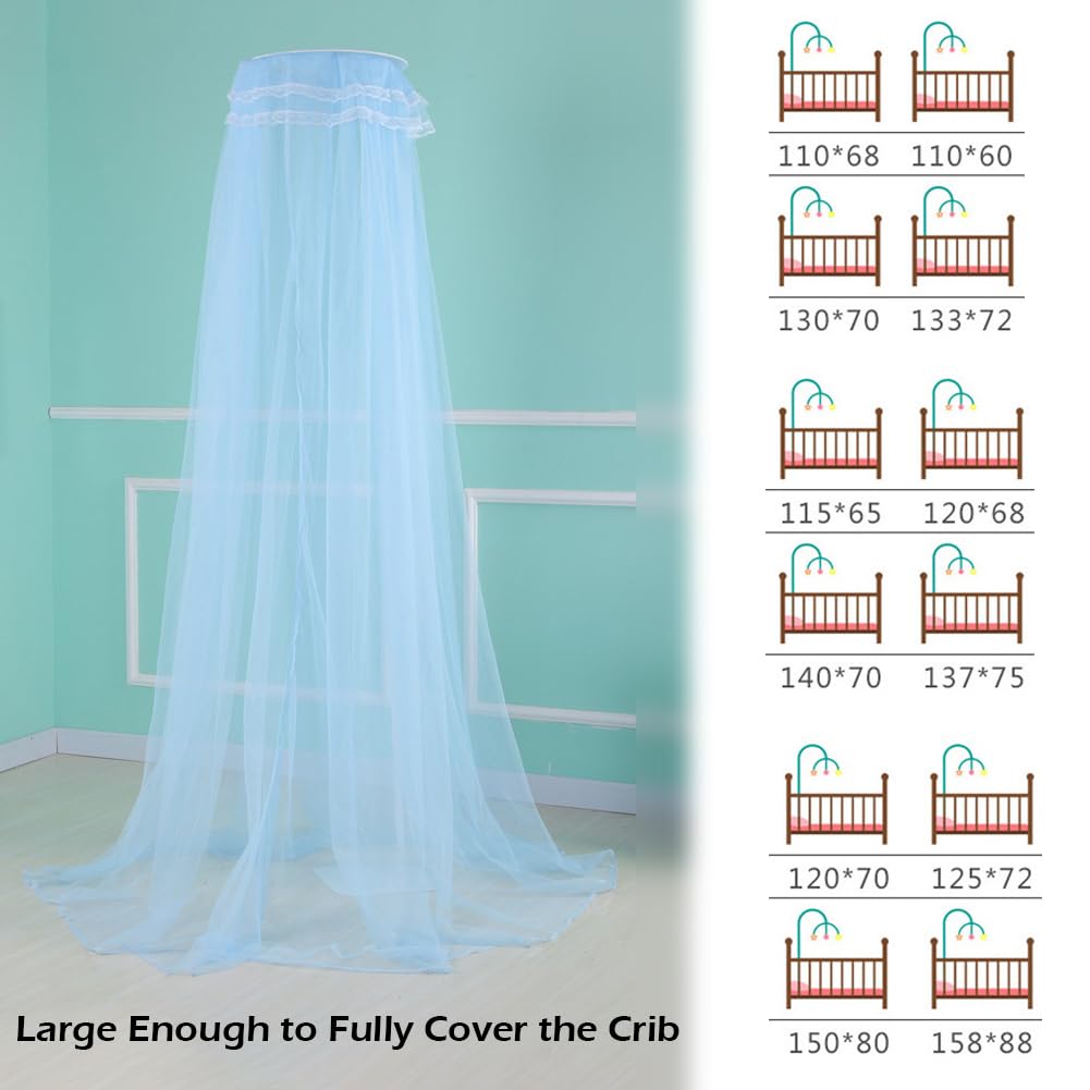 haozaikeji Baby Crib Mosquito Net Breathable Crib Canopy Netting Baby Bed Cot Mosquito Net Hanging Dome Canopy (Without Stand)