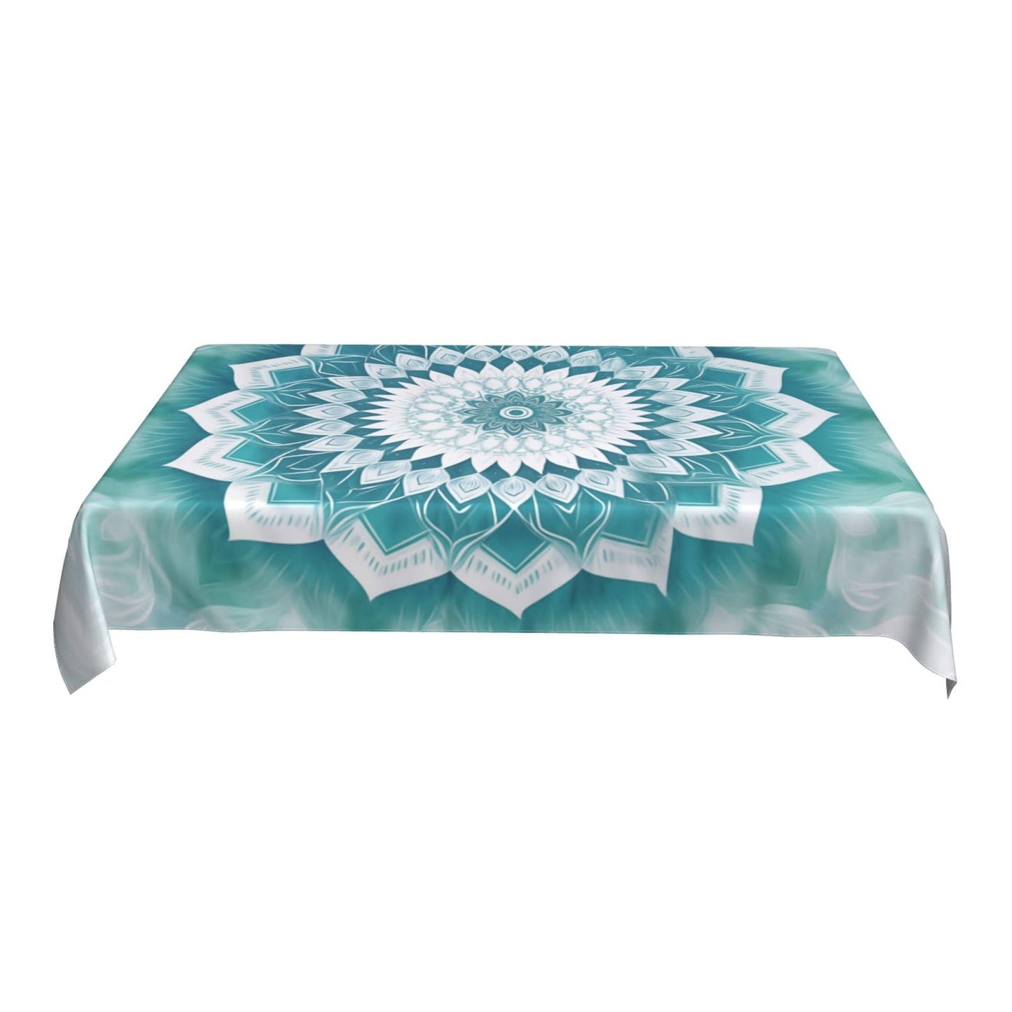 mutakin Blue Mandala Flower Rectangle Tablecloth Washable Table Cloth 60x90 Inch Table Cover Waterproof for Decoration Kitchen Dining Room
