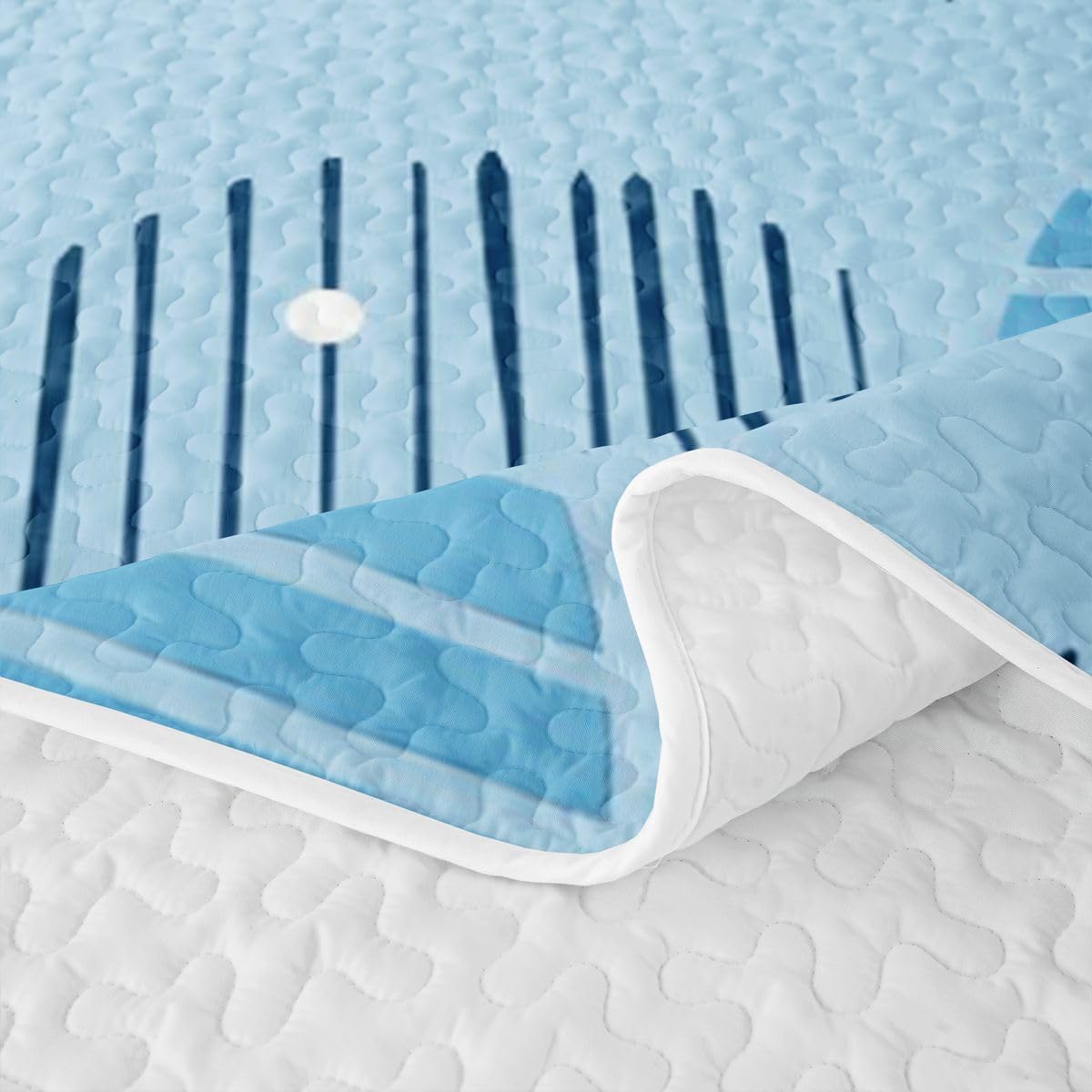 Erosebridal Geometric Quilted Bedspreadd Set Twin Circle Coverlet Set Baby Blue Bed Set Bohemian Abstract Bedding Set