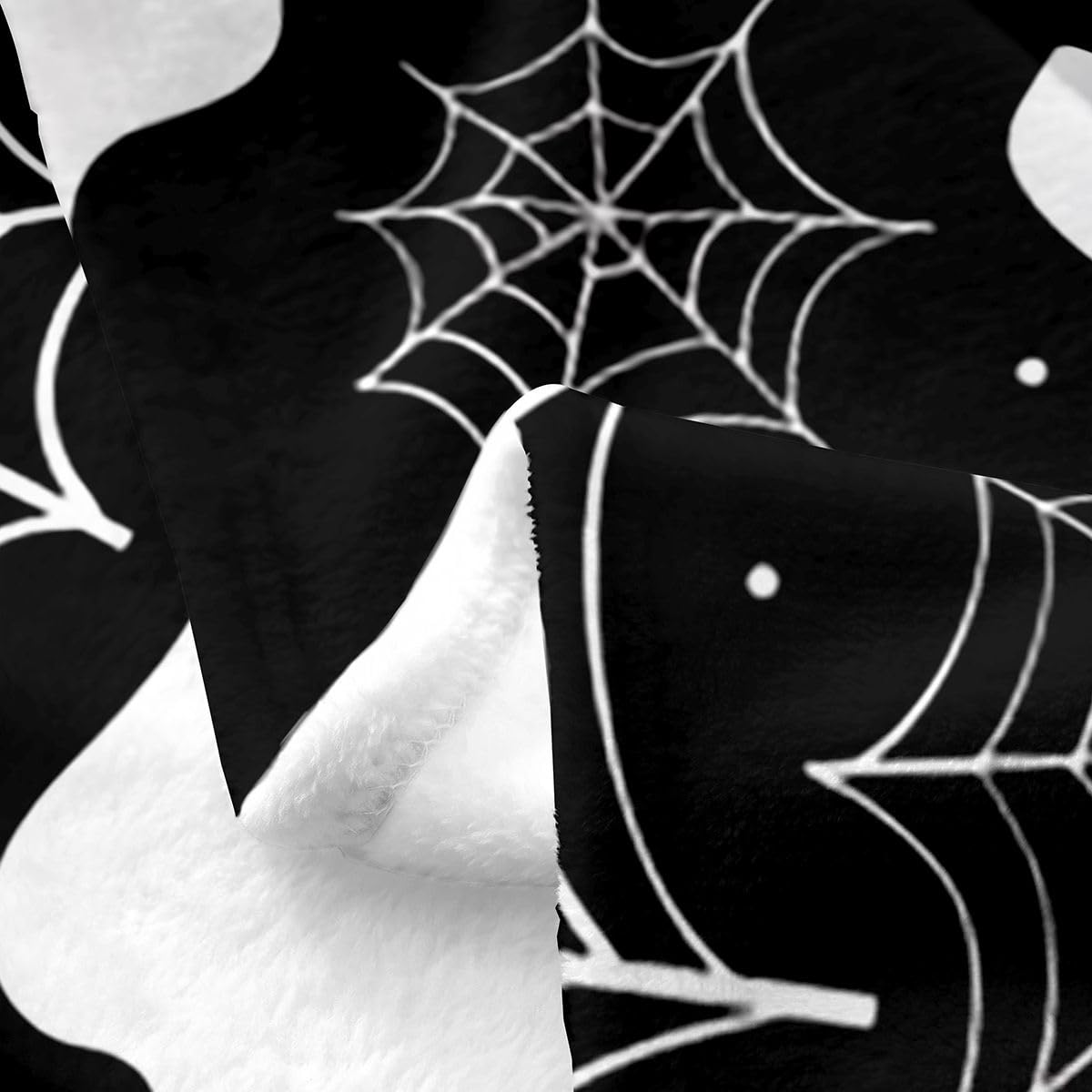 Feelyou Ghost Flannel Fleece Throw Blanket Misty Forest 40"x50" Trick or Treat Fleece Throw Blanket for Kids Women Men Candy for Bed Couch Chair Living Room Spider Web Bedroom Decor