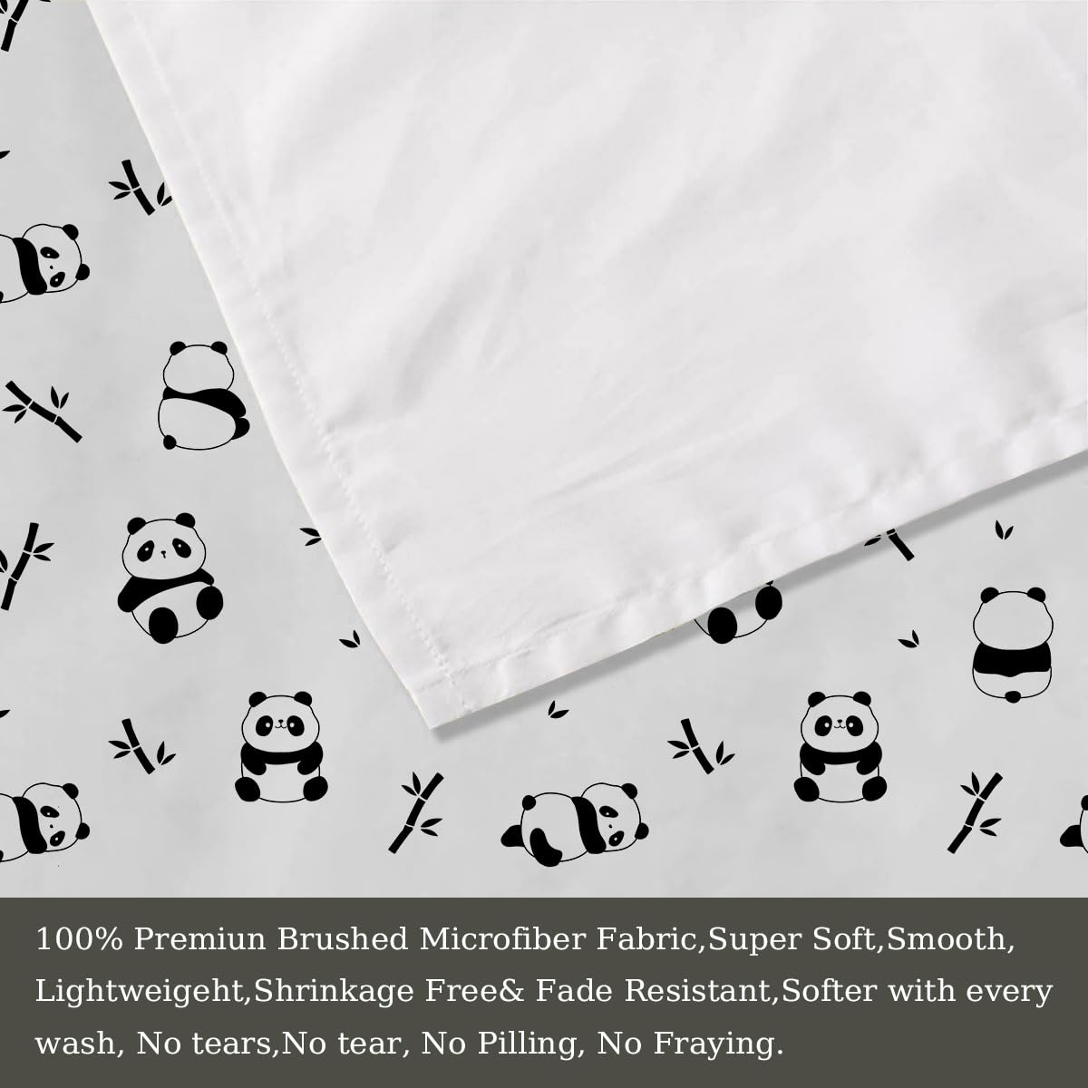 MUSOLEI Panda Sheet Panda Fitted Sheet Cute Animal Pandas Bed Sheets Girl Twin Sheets Girl Full bedsheet Girls Bedding Cute Girls Bed Sheet 1 Fitted Sheet with 1 Pillowcase (Twin)