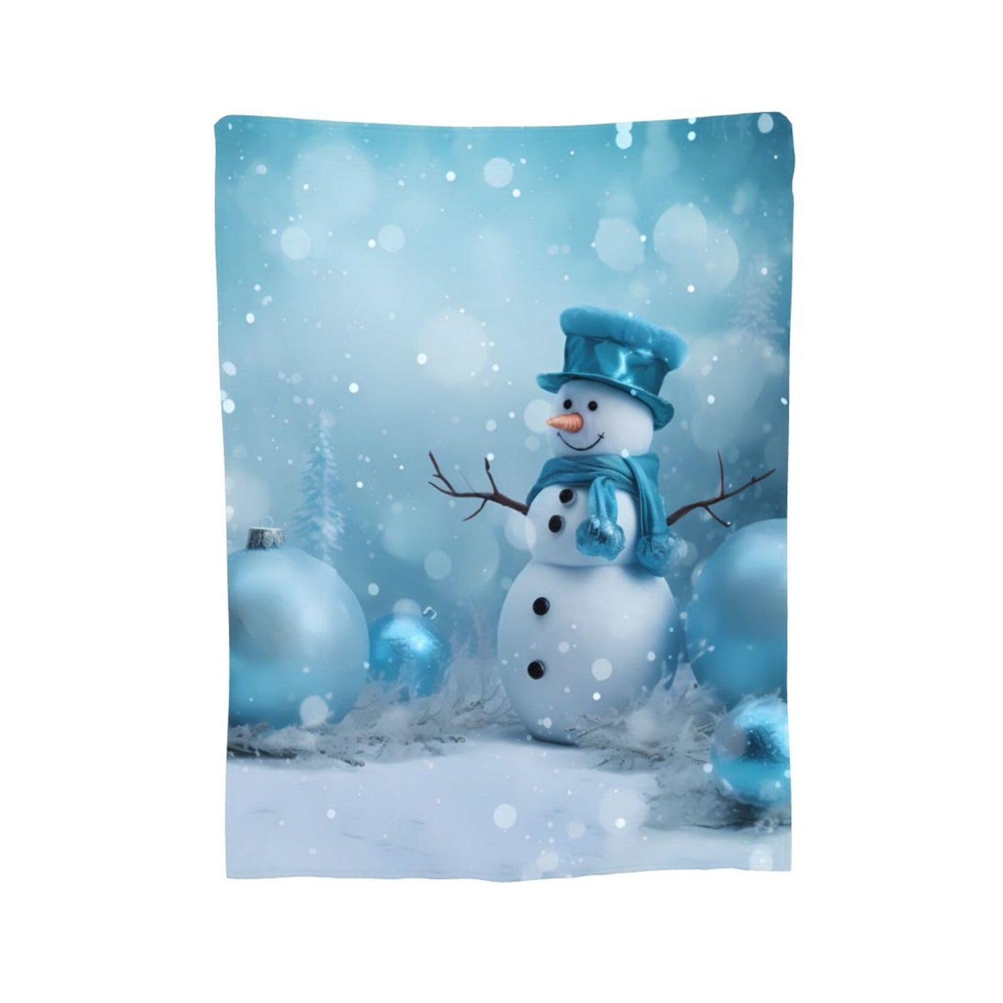 Christmas Snowman Ultra-Soft Flannel Throw Blankets, Blue Night Blanket for Bed Couch Sofa, All Seasons Home Camper Travel 60"x50"