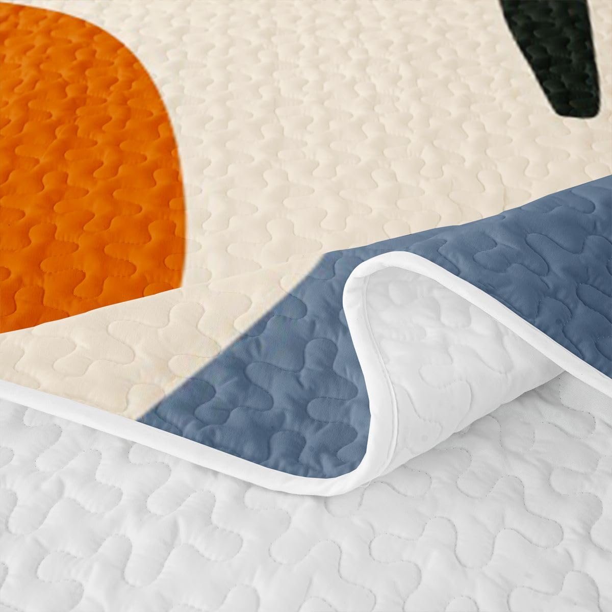 Erosebridal Mid Century Boho King Quilt Bedding Set Boho Orange Abstract Summer Lightweight Bedspread Geometric Aesthetic Coverlet for Kids Adults Contemporary Minimalist Quilted Comforter 3 Pieces