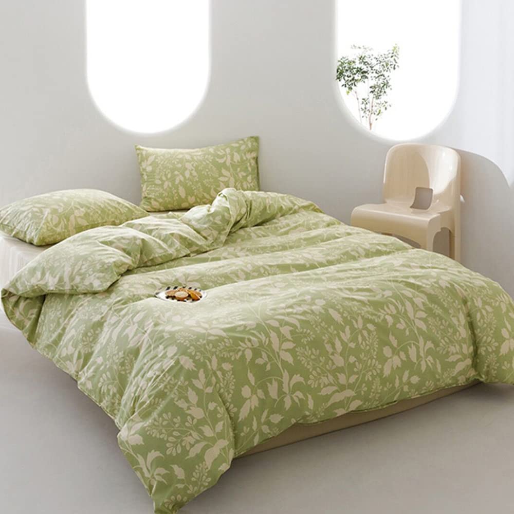CLOTHKNOW Green Leaves Queen Comforter Set Floral Bedding Comforter Sets Botanical Comforter Soft All Season