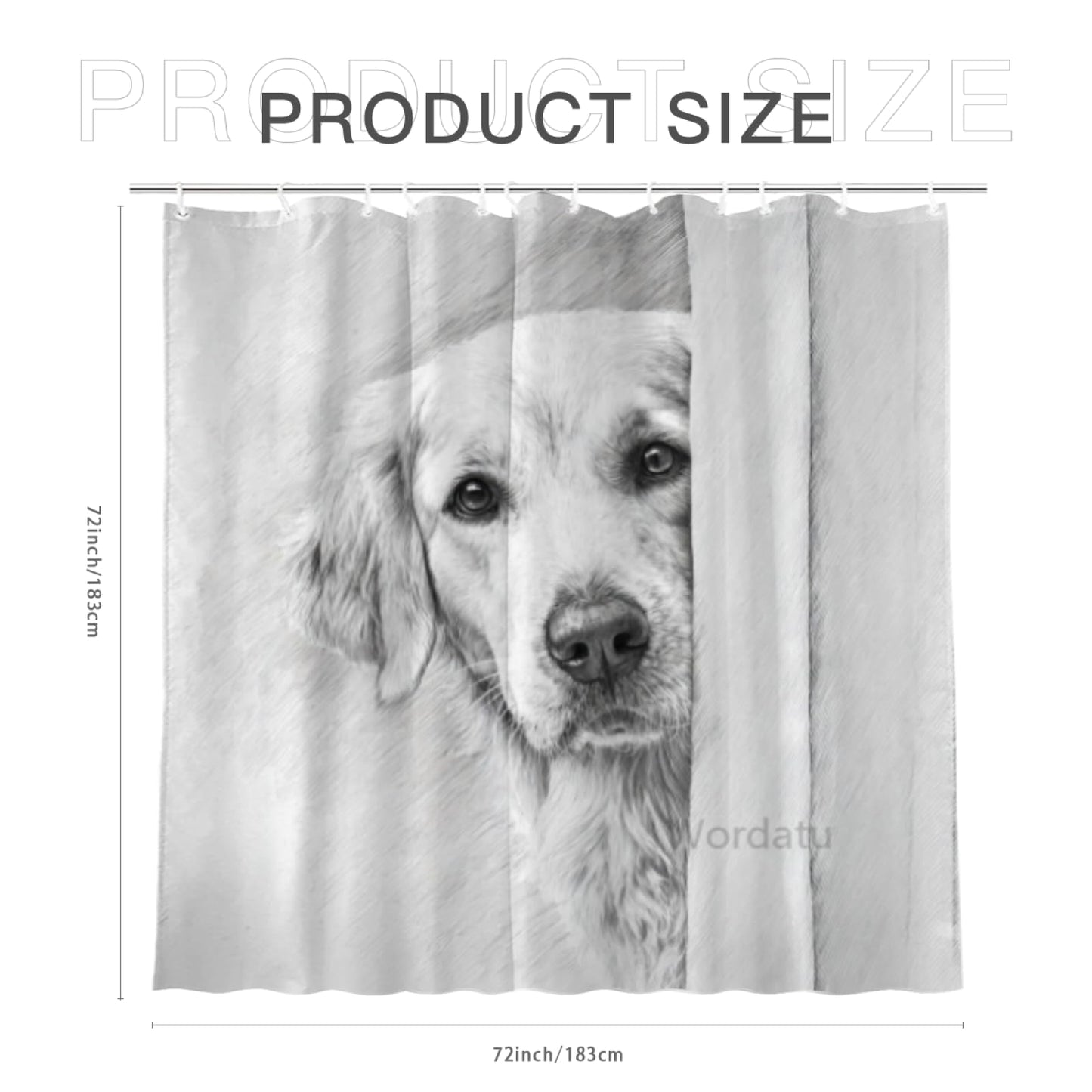 Wordatu Golden Retriever Shower Curtain Bathroom Set 72x72 Inches Taking a Bubble Bath Animal Bath Animal Pet Dog Art Home Decor 12 Hooks
