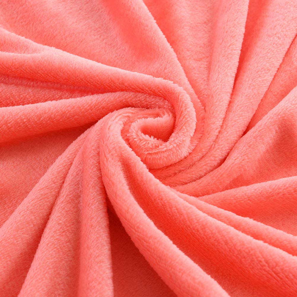 NANPIPER Flannel Fleece Living Coral Blanket Throw Size Luxury Microfiber Soft Throw 50" x 65" Fluffy Solid Throw Blanket for Couch/Bed