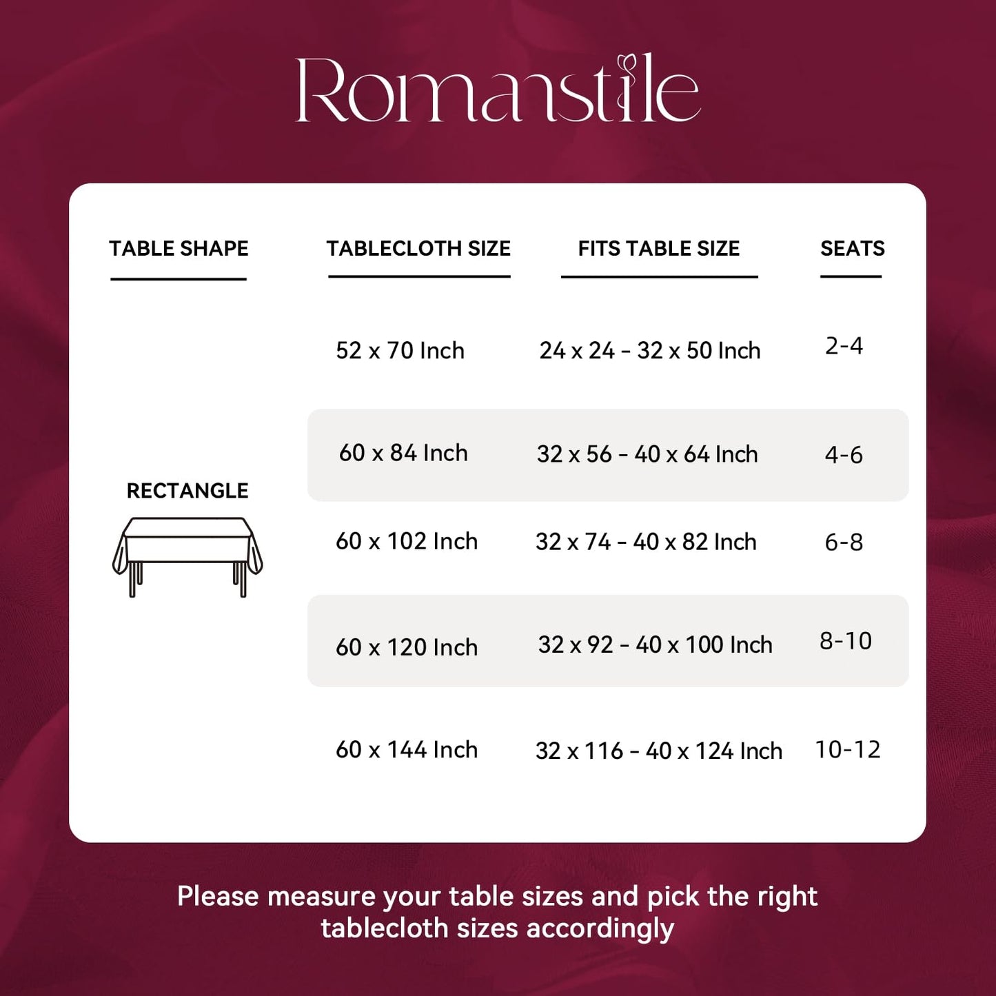 Romanstile Jacquard Rectangle Tablecloth, Elegant Waterproof Damask Floral Pattern Table Cloths Heavy Weight Decorative Table Covers for Dinner/Parties/Holiday - 60 x 102 Inch, Burgundy