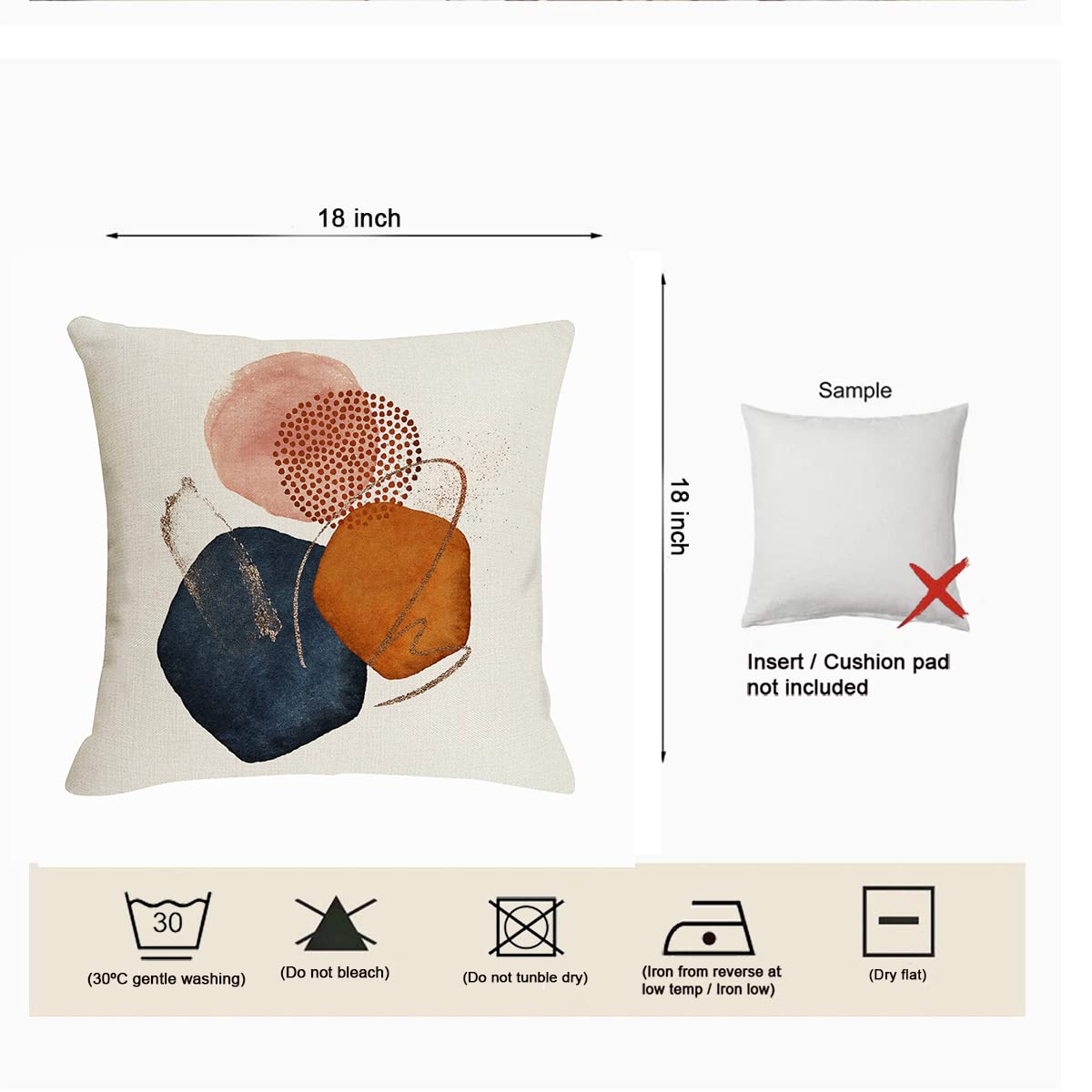Jartinle Burnt Orange Abstract Throw Pillow Covers 18x18 Set of 4 Mid Century Modern Geometric Minimalist Decorative Pillow Covers for Couch Home Decor