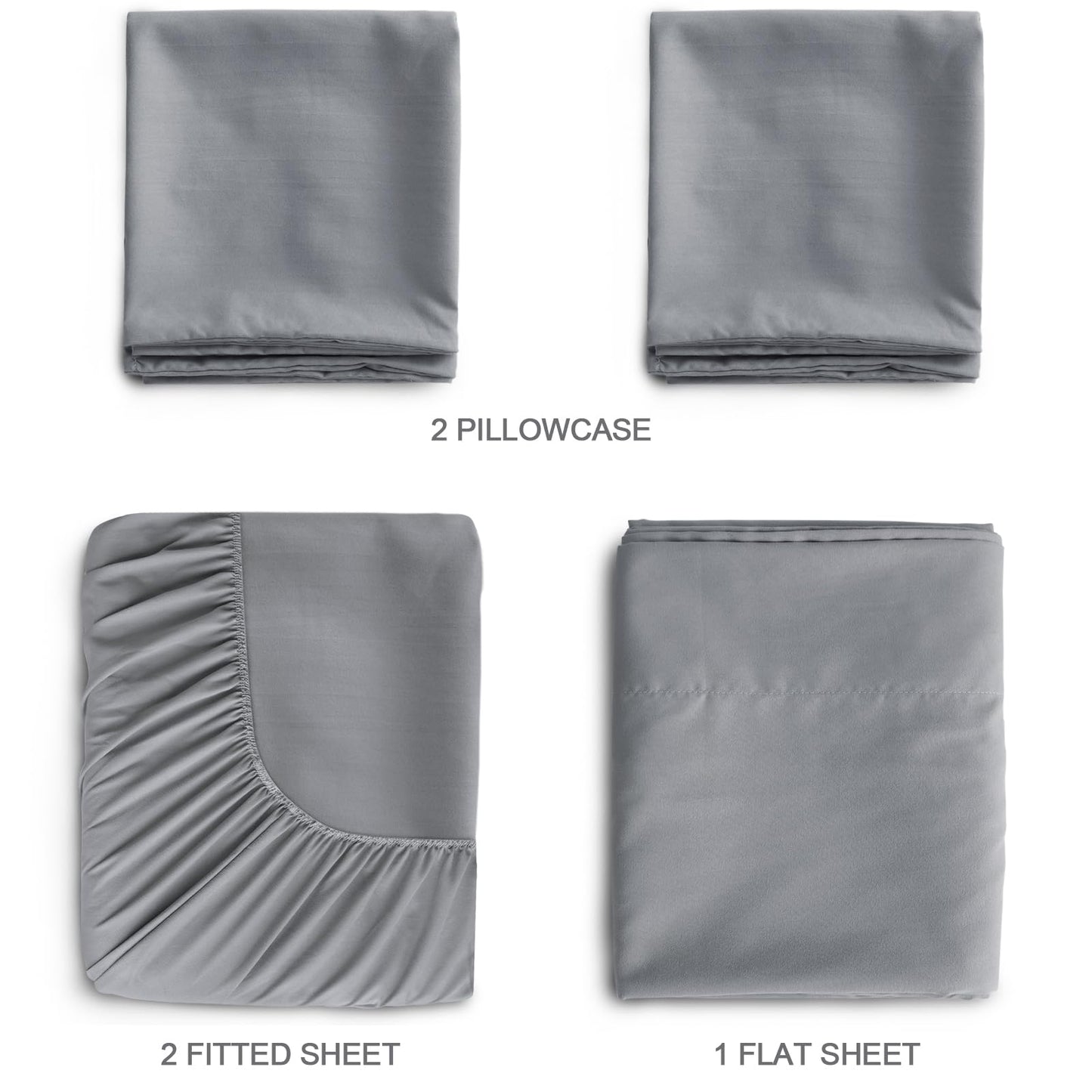 SPRINGSPIRIT RV Queen Sheets, Super Soft RV Short Queen Sheets for RV Camper, 4 Piece Bed Sheets Set Deep Pockets, Extra Soft and Breathable Bedding Sheets, Grey