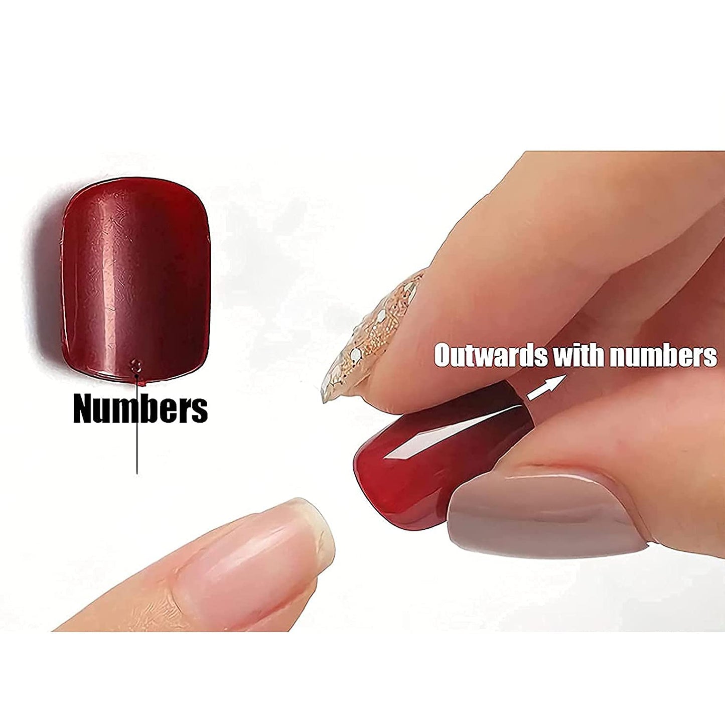 MISUD Press on Nails - Long Square Glue on Nails with White, Acrylic Solid Color Design 24 pcs