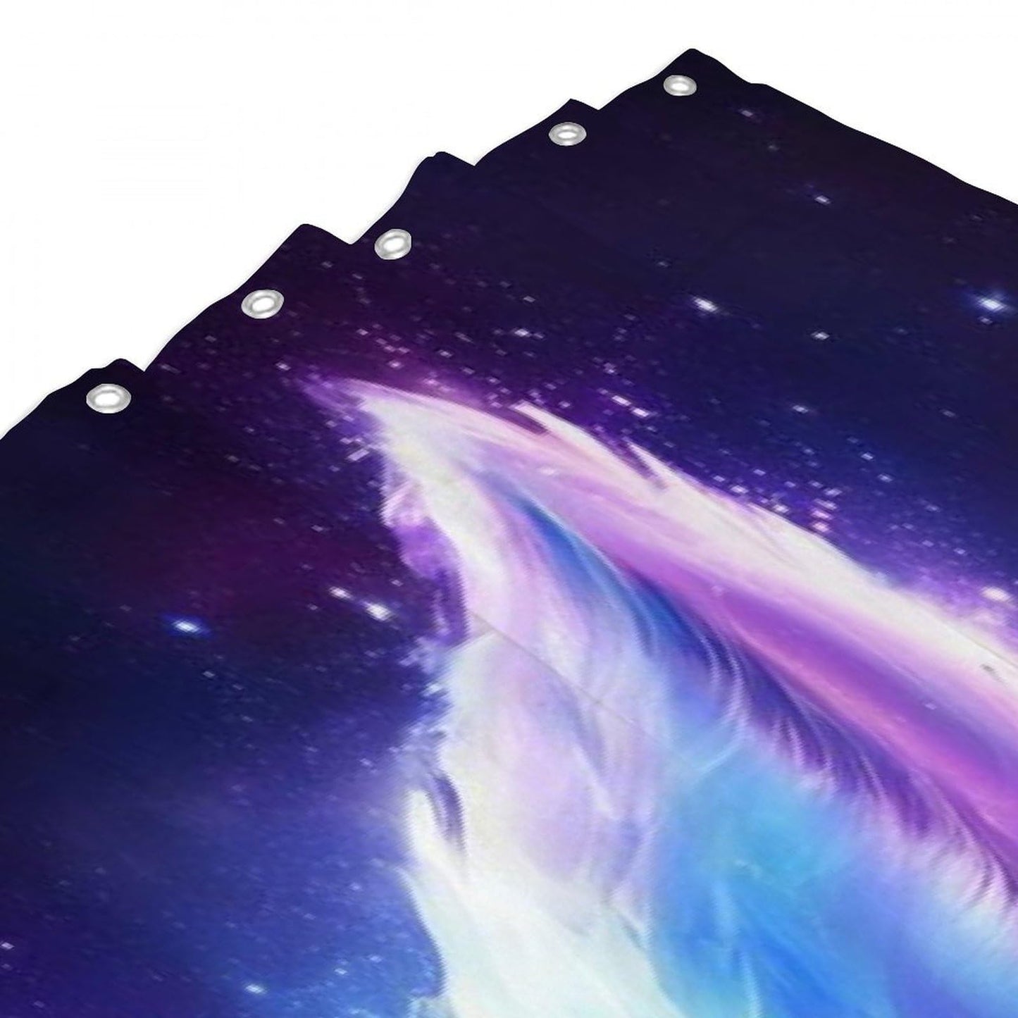 Bathroom Shower Curtain Set, Purple Blue Fox Galaxy Starry Sky Water Resistant Fabric with Curtain Hooks, 72"x 70"