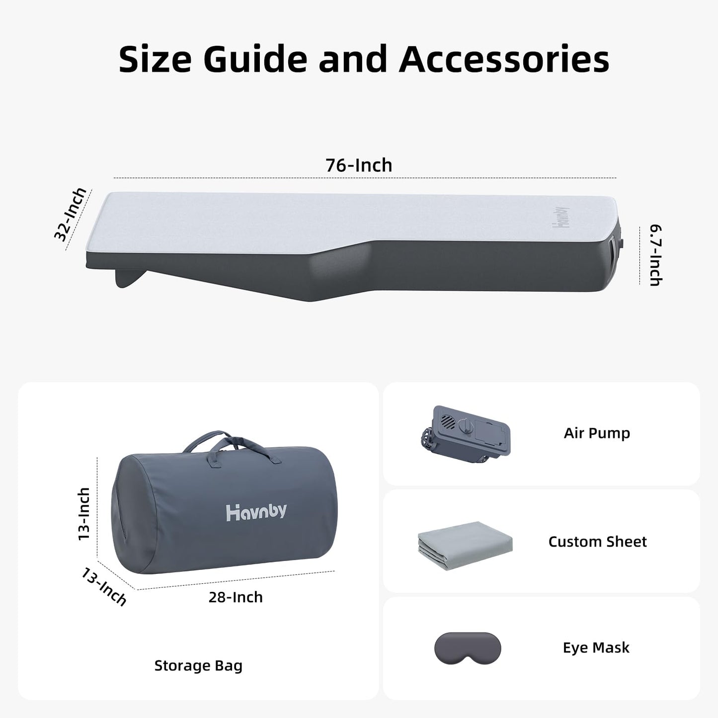 Havnby FlatCore Backseat Solo Mattress for Tesla Model Y, Wedge Design & 6.7-Inch Hybrid Support for Flat Car Bed, Portable Camping Mattress w/Built-in Pump for Campers, Hiking, Nap, Road Trip