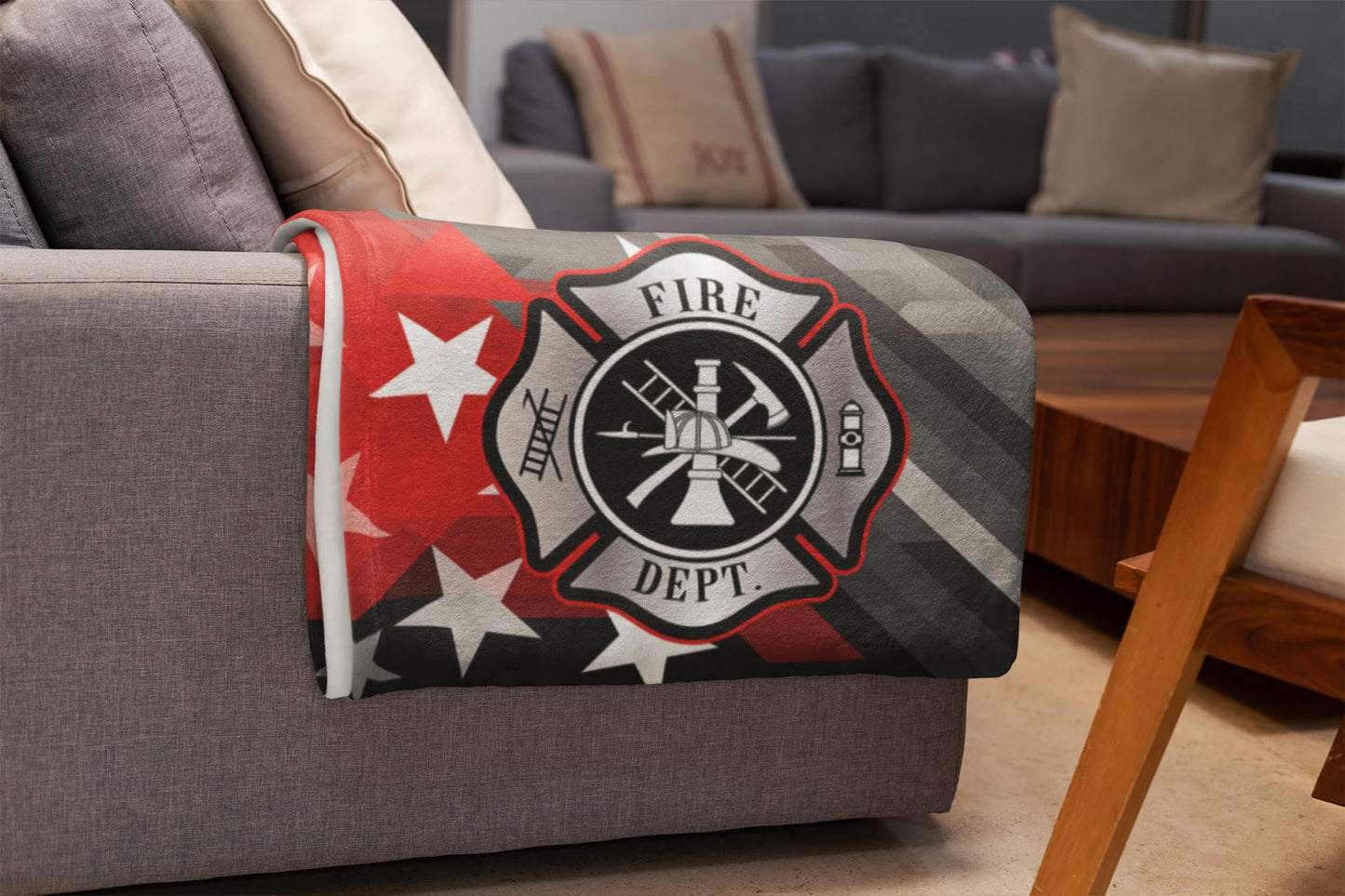 Customized Fire Fighter Blanket - Ships Next Day, Printed in USA - Soft Fleece or Sherpa Blanket - Personalized Throw, Fire Department
