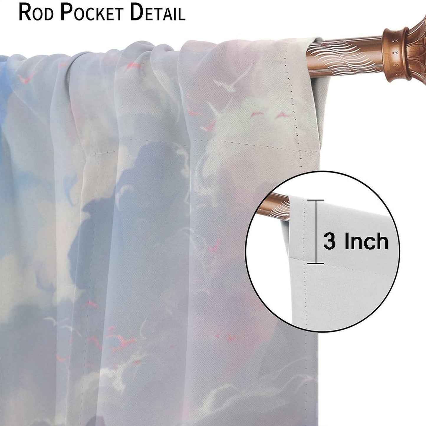 HZOHNAGO Castle Curtains Cherry Blossom Pink Dreamy Castle Birds Mountain Pattern for Girls Room Decoration Print Decor Rod Pocket Window Drapes for Bedroom Living Room 42x45in