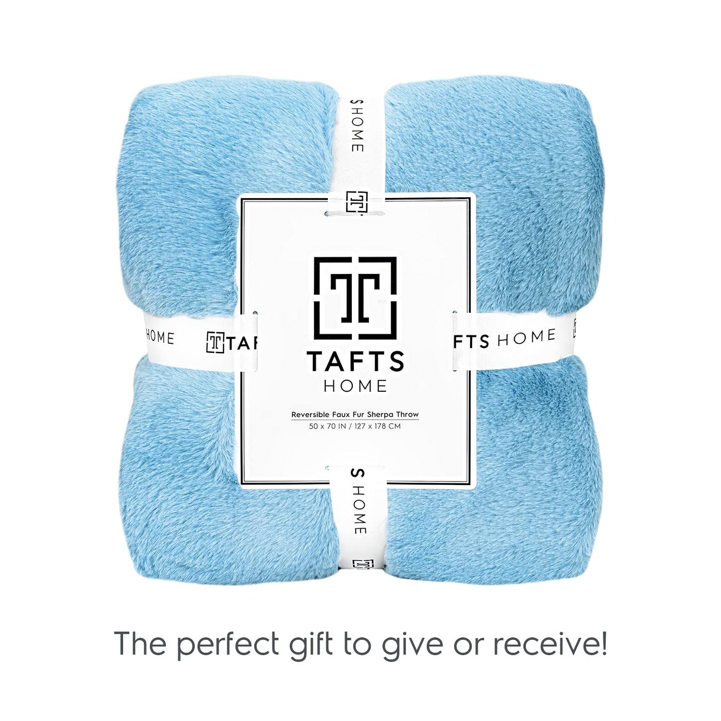 Tafts Throw Blankets - Faux Fur Blanket/Sherpa Blanket - Soft, Comfy and Fuzzy - Fluffy Fleece Blankets and Throws for Couch, Bed & Living Room - All Season - Blankets Throw Size - Sky Blue