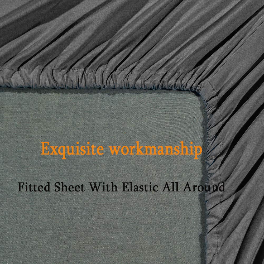 SONORO KATE Bed Sheet Set Super Soft Microfiber 1800 Series Luxury Egyptian Sheets Fit 18-24 Inch Deep Pocket Mattress Wrinkle-6 Piece (Dark Grey, Queen)