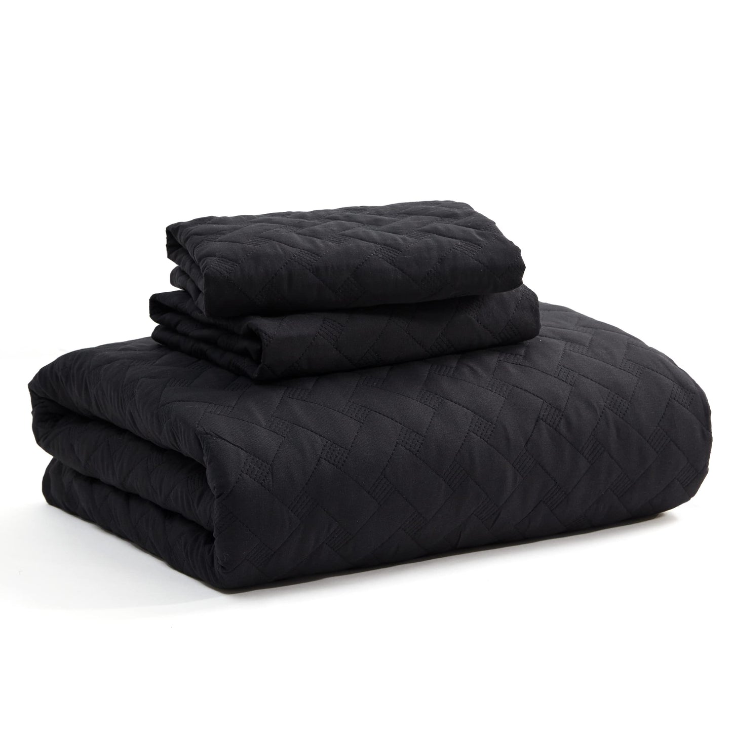Bedsure Quilts King Size - Lightweight Bedspreads King Size with Basket Weave Pattern, Soft Quilt Bedding Set, Black Comforter Set Coverlet for All Seasons with 2 Pillow Shams (106" x 96")