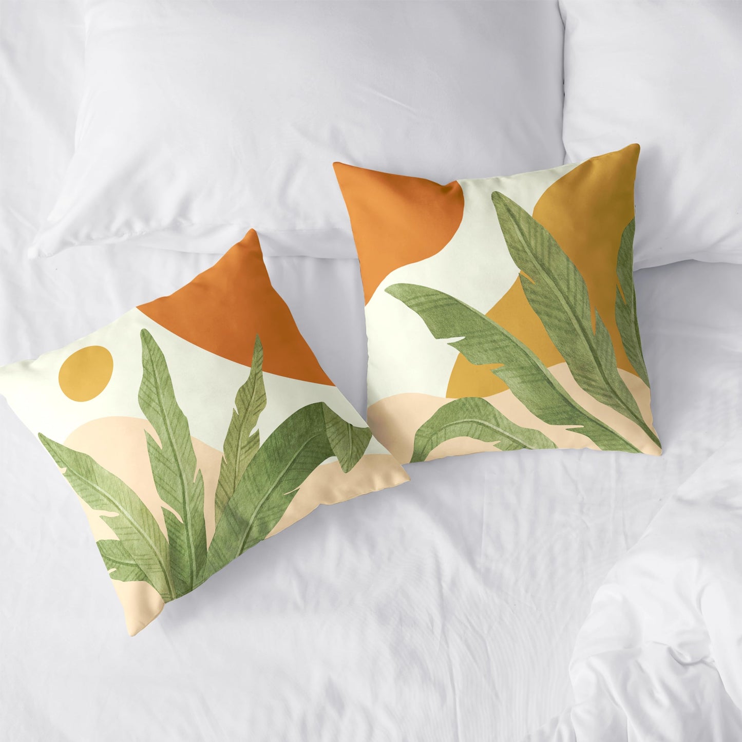 Kwlegh Abstract Boho Pillow Covers 18X18 Tropical Leaves Throw Pillow Covers Set of 2 Modern Palm Tree Decorative Pillow Case for Living Room Couch Patio Home Decor