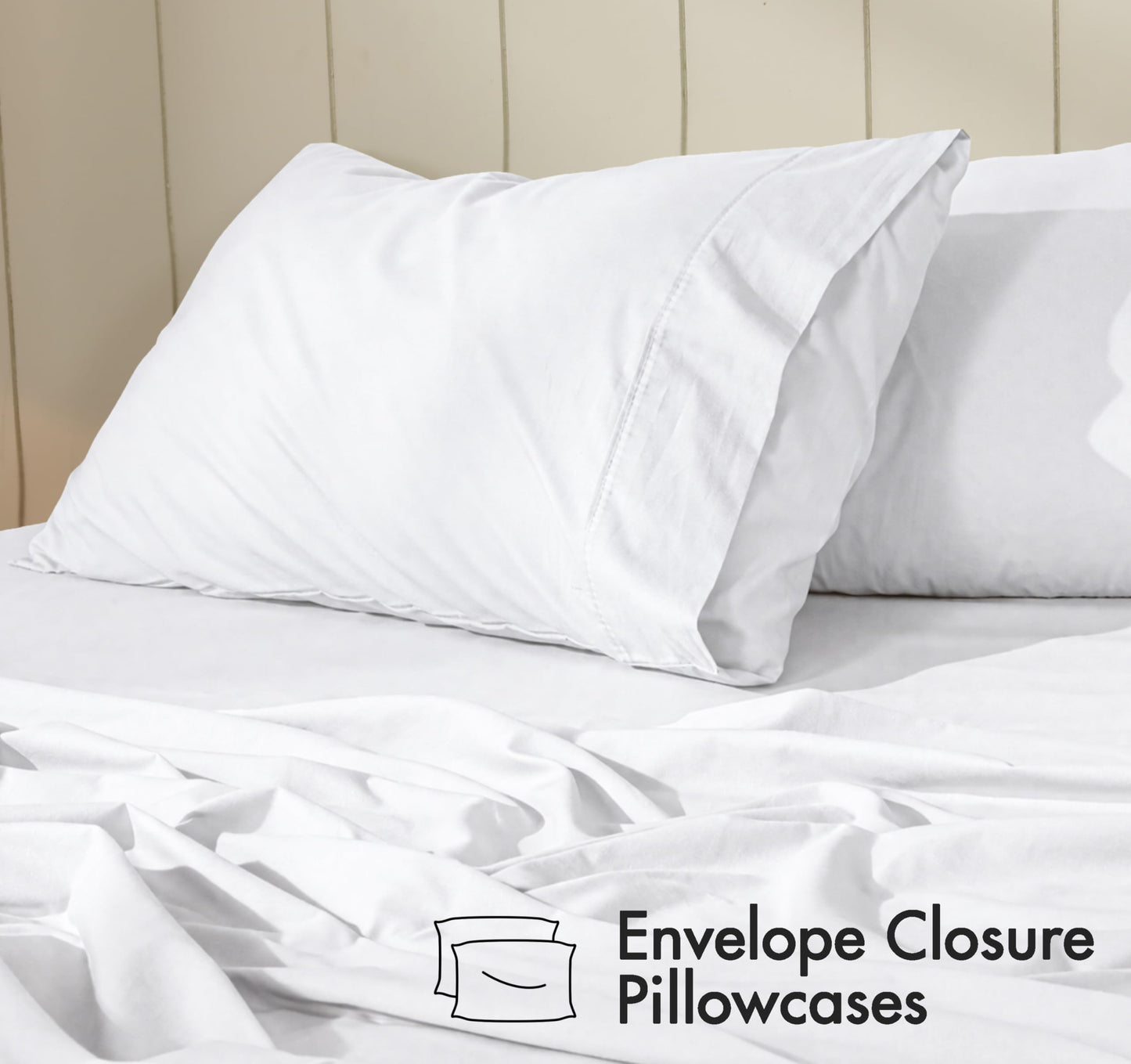 RUVANTI 100% Cotton Percale Sheets, Full Size, Bright White