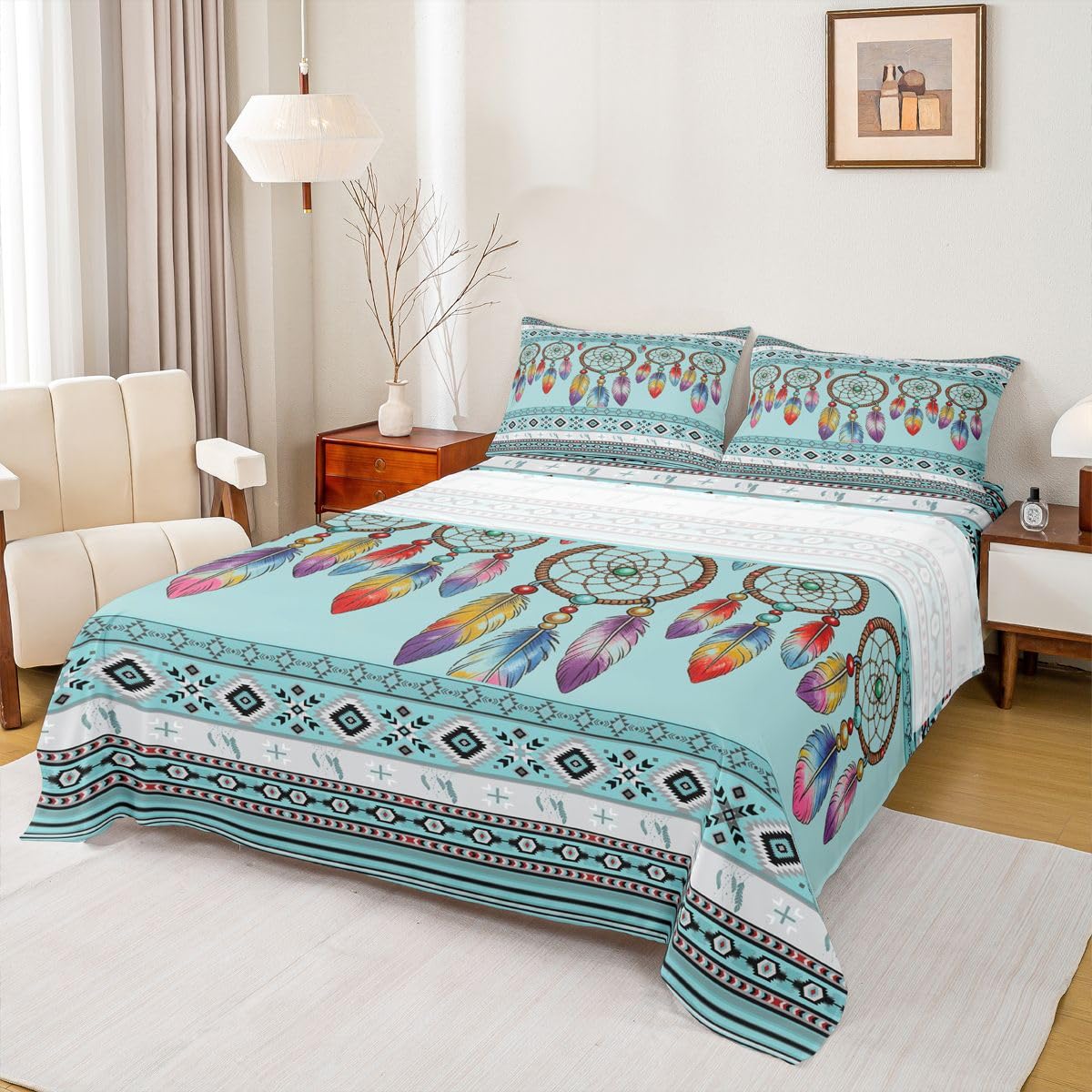 Erosebridal 3D Japanese Girl Bed Sheets Set Blue Butterfly Decorations Sheets Full,Cartoon Sheet Set for Boys Girls Anime Gifts for Her Bedding Sets Bedroom Decor 4 Pieces