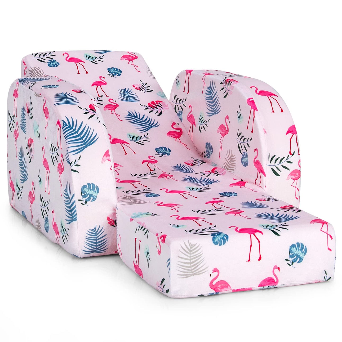 HONEY JOY Kids Sofa, 3-in-1 Convertible Children Folding Sofa & Comfy Flip Open Lounger Chair for Play, Foam Toddler Couch Fold Out, Gift for Boys Girls (Pink)