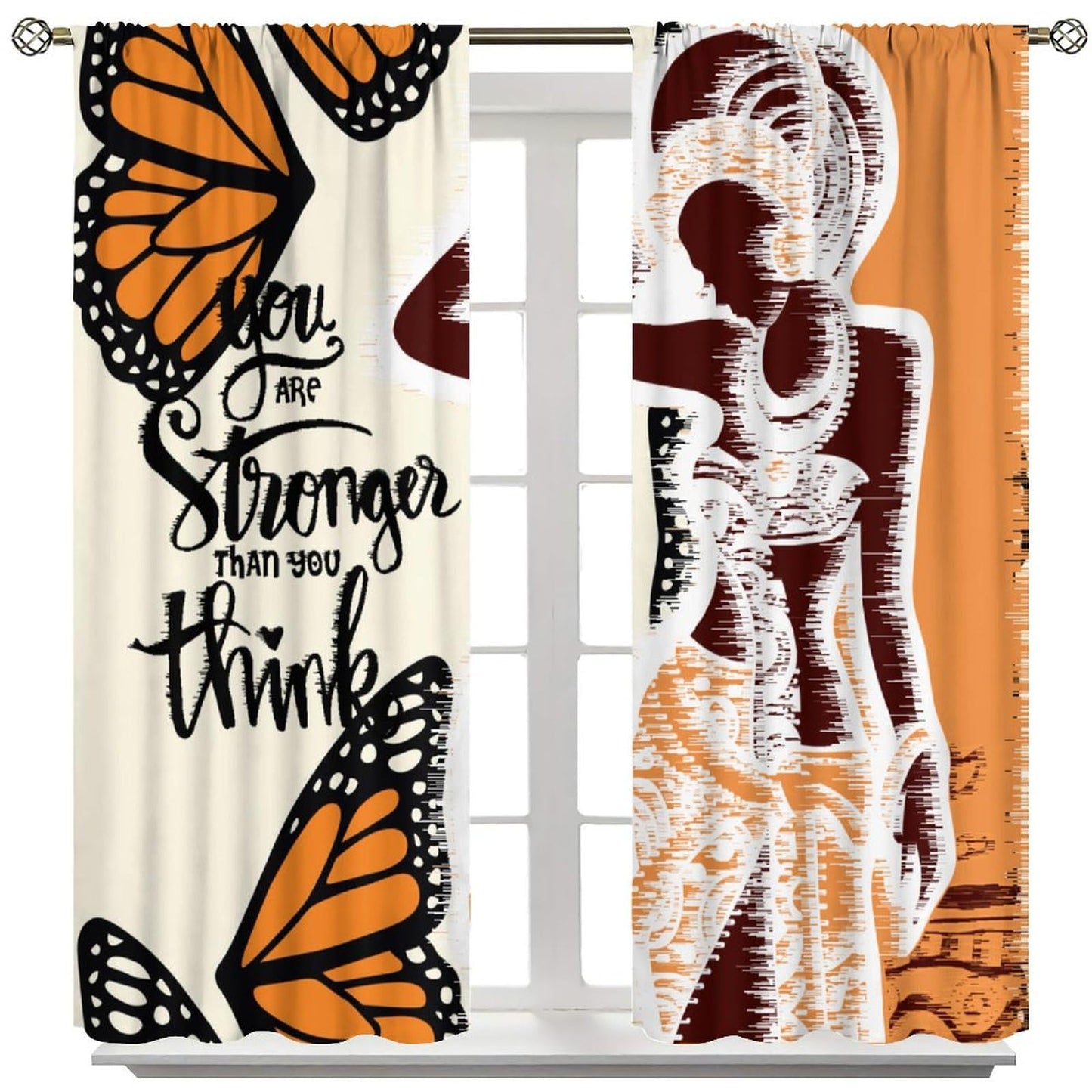 Black Women Curtain Set African Bible Quotes Inspirational Motivational Positive Rod Pocket Blackout Curtain for Bedroom Living Room Decor 42" W X 45" L