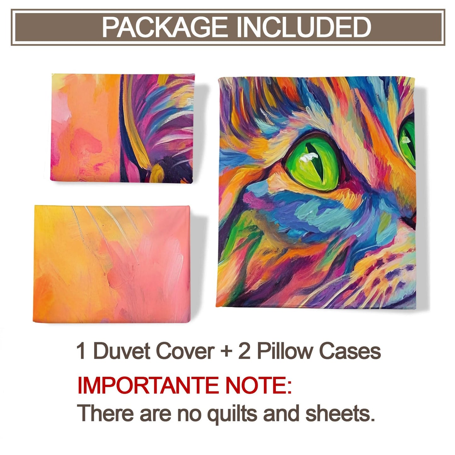 ZAMODE Cat Comforter Cover Queen Size 90" x 90", Cute Colorful Kitten Duvet Cover, Cartoon Pet Bedding Set with 2 Pillowcases