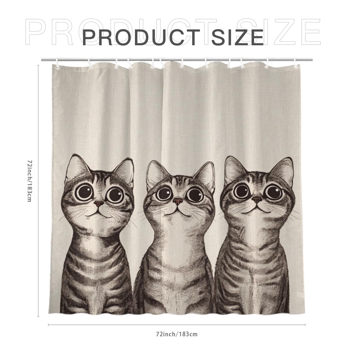 KEEPAEON Funny American Shorthair Bath Shower Curtain, Bathroom Curtain Washable Cloth Kids Shower Curtain Sets with 12 Hooks for Bathroom Decor, 72"x72"