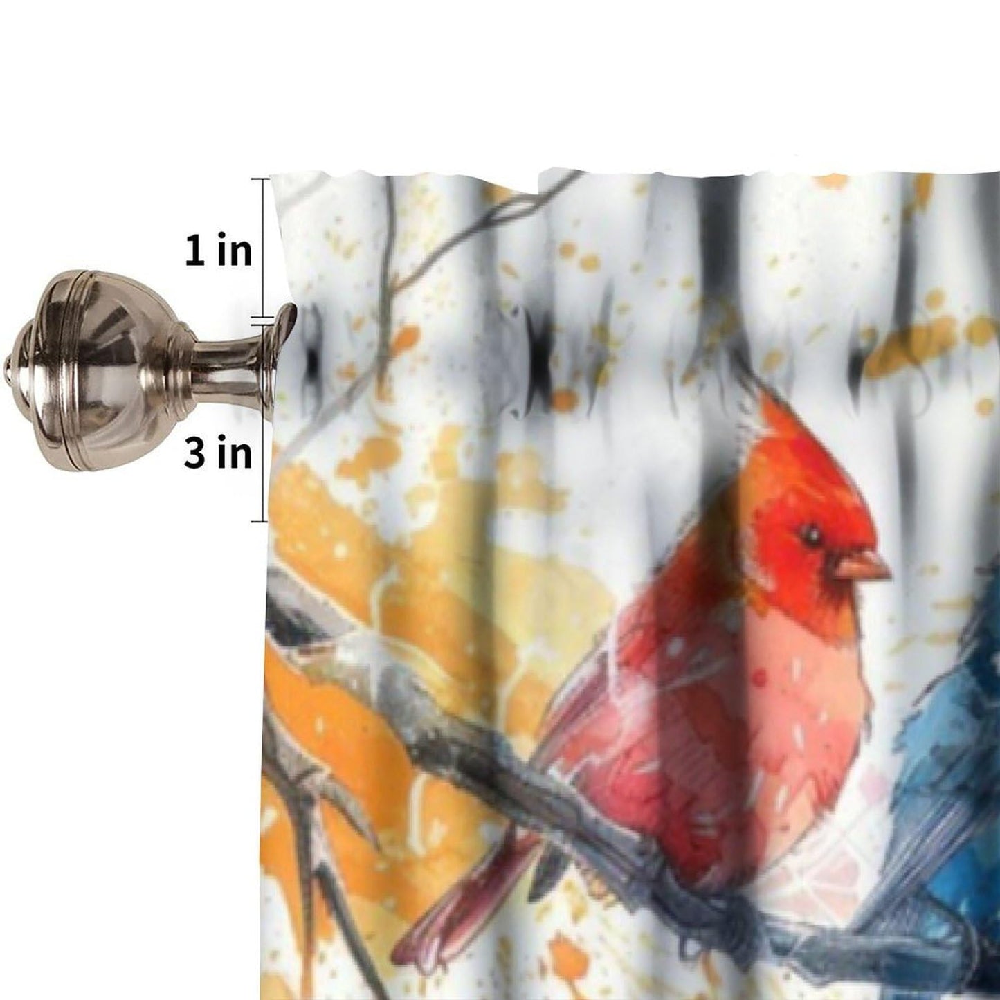 Yearn Jear Spring Bird Flowers Kitchen Curtain Valance,Floral Nature Animal Colorful Birds Rod Pocket Curtain Valance for Kitchen, Bathroom, Living Room, Bedroom 54 X 18 inch 1 Panel