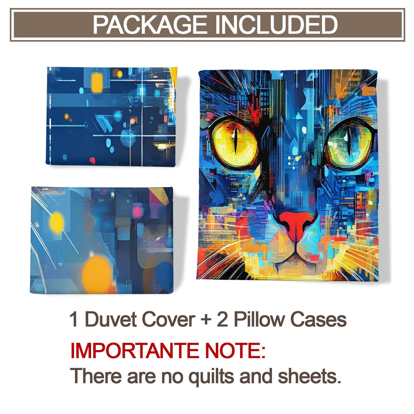 ZAMODE Cat Duvet Cover Queen Size, Mystic Pet Kitten Comforter Cover 90" x 90" & 2 Pillowcases, Sci-Fi Cats Bedding Set with Zipper Ties