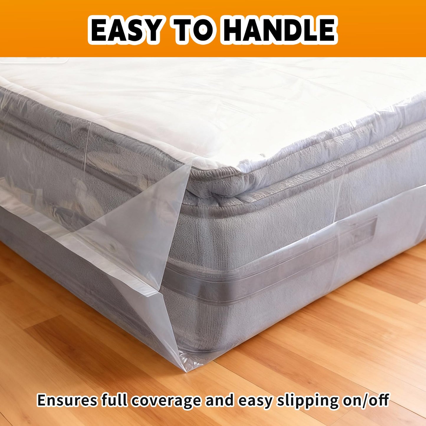 TopSoon 2PK Clear Plastic Mattress Bag - Moving & Storage Cover for Mattress or Box Spring - Heavy-Duty Disposal Supplies (4mil, Queen)