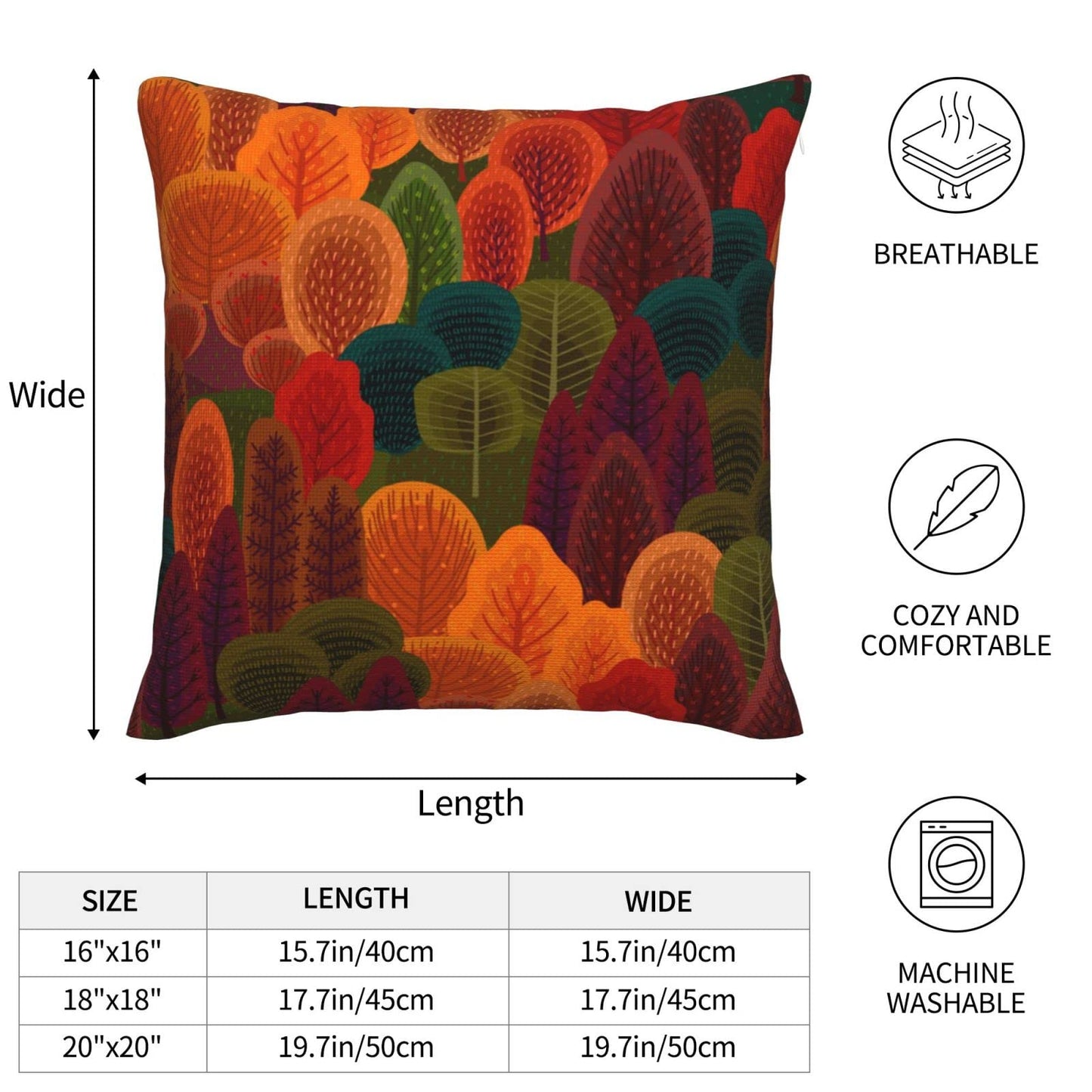 bassyil Fall Forest Throw Pillow Covers Decorative Linen Pillow Cases Set of 2 Square Cushion Cover for Couch Sofa Bedroom Patio 18x18 Inch