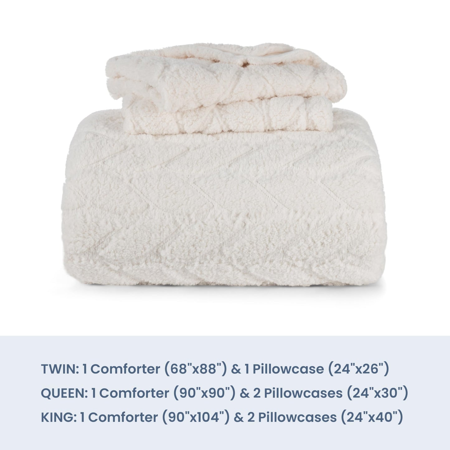 Berkshire Sherpa & Velvetloft Comforter Set Full/Queen, Luxuriously Warm Fleece Reversible Microfiber Plush Bedding Set with 1 Comforter(90"x90") and 2 Pillow Shams(24"x30"), Sour Cream