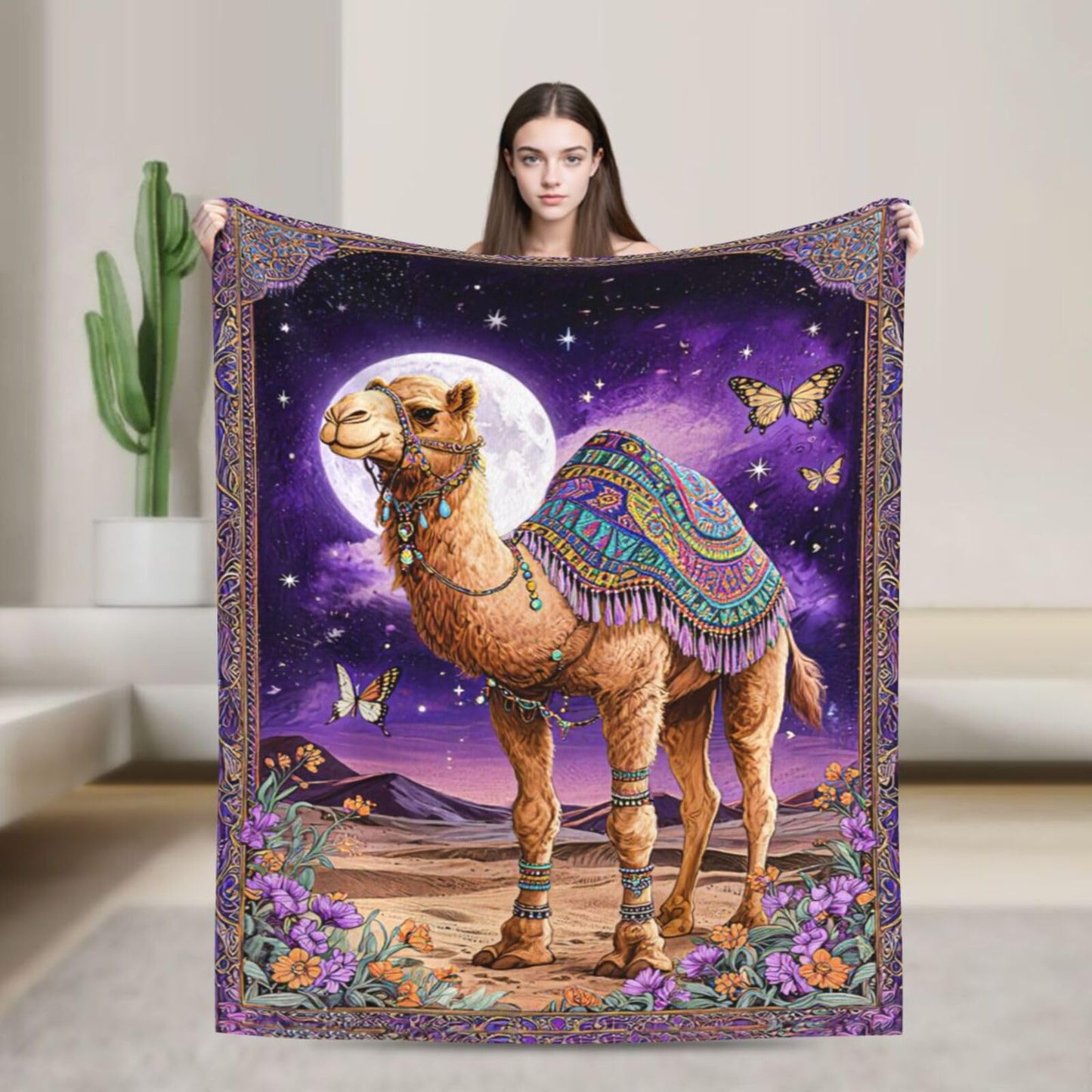 Camel Blanket Camel Lovers Throw Blanket Soft Warm Cozy Fleece Fuzzy Plush Desert Animals Flannel Blankets Gifts for Boys Girls Women Kids Adults 40"X50"