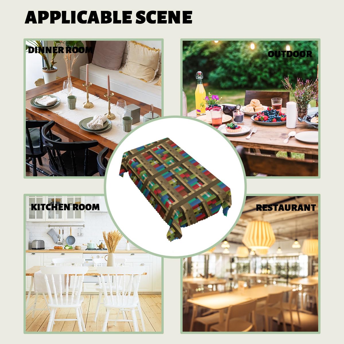 XYJFZL Bookshelf Table Cloth Rectangle Tables Educational Bookcase Pixel Rectangle Kitchen Table Cover Oblong Tablecloth for Dining Table Buffet Parties Patio Camping 52 x 70 Inch 4-6 Seats