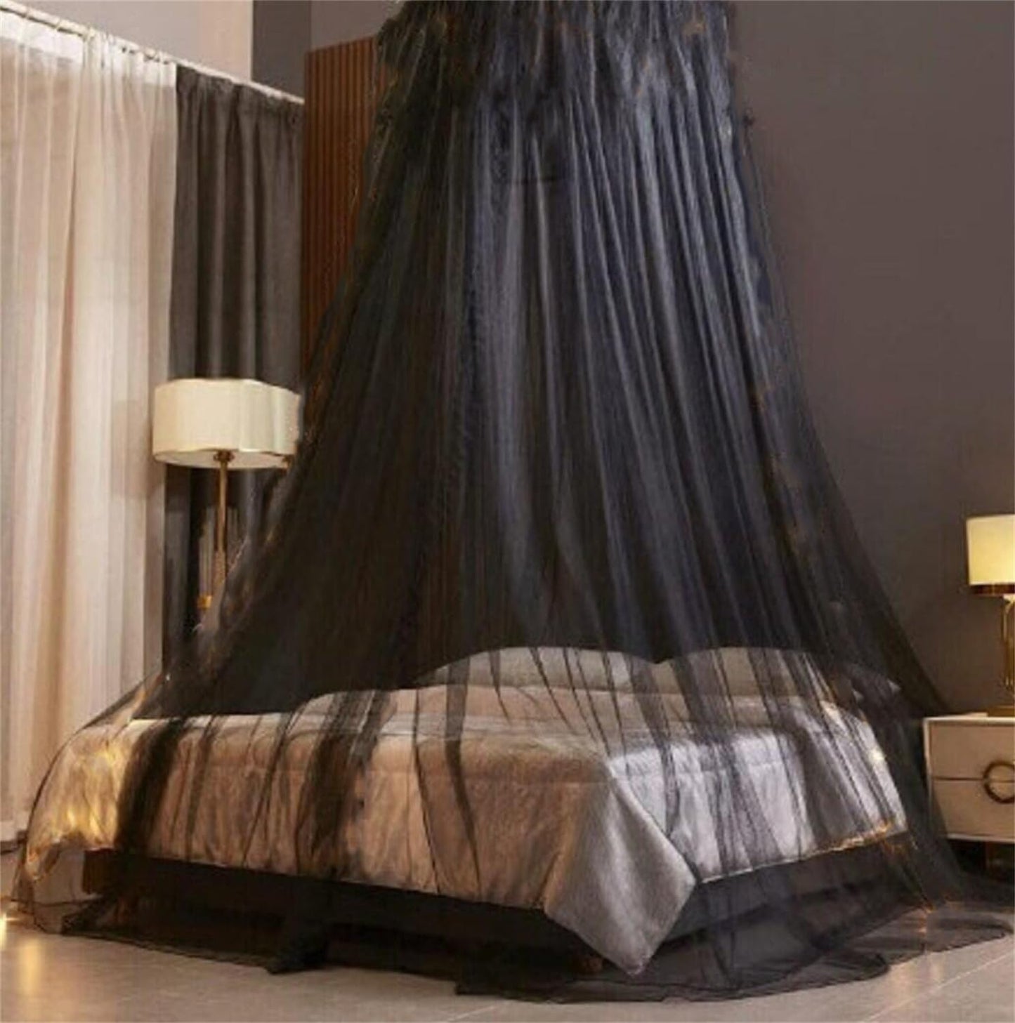 Mosquito Net Bed Canopy for Girls,King Canopy Bed Curtains Full Queen Size from Ceiling,Dome Mosquito Netting Bed Tent Twin Girls Princess Canopy Bed Black Decor for Baby Crib,Kid Bed and Adult Beds