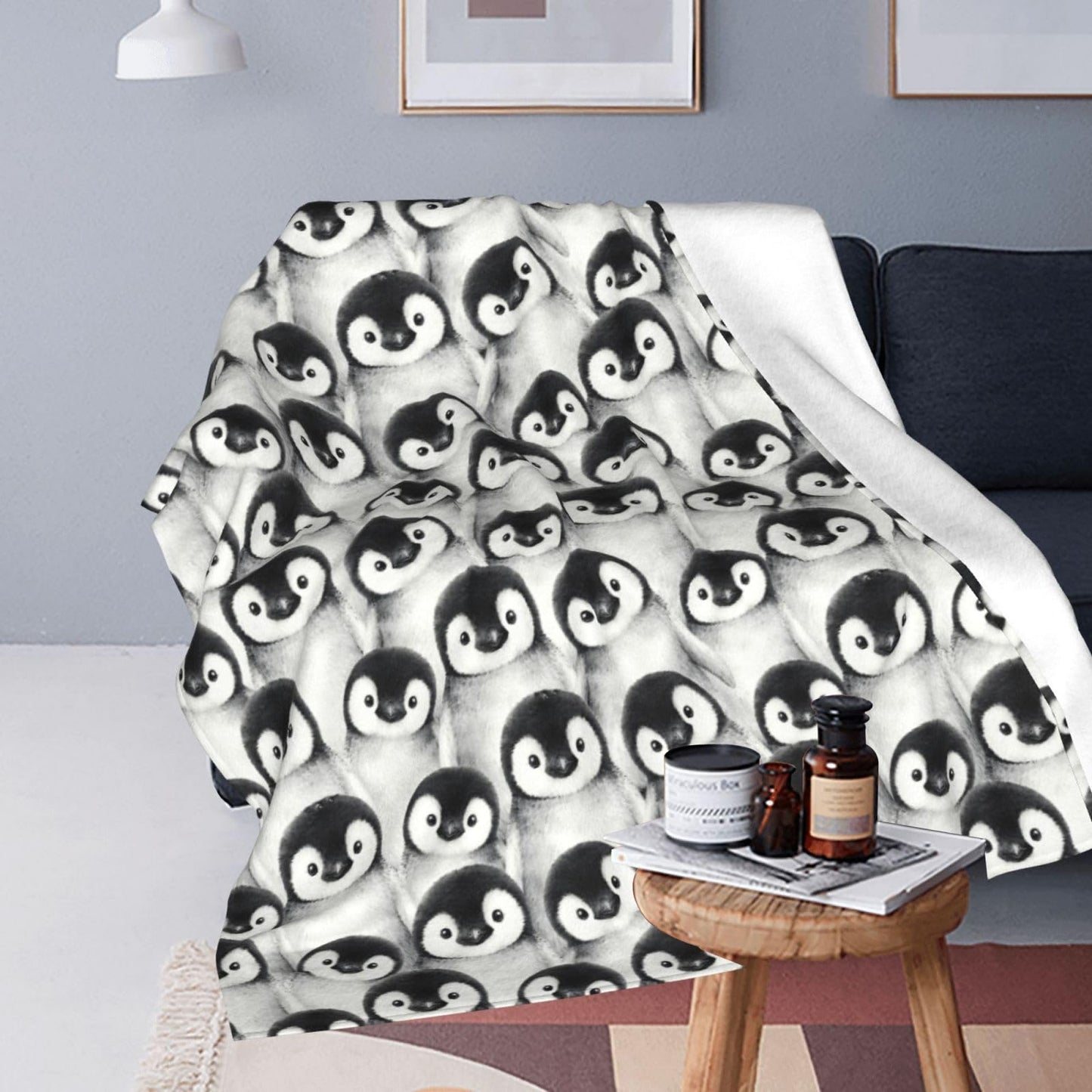 Penguin Throw Blanket Soft Cozy Plush Warm Fleece Blanket for Sofa Couch Bed 60"X50"