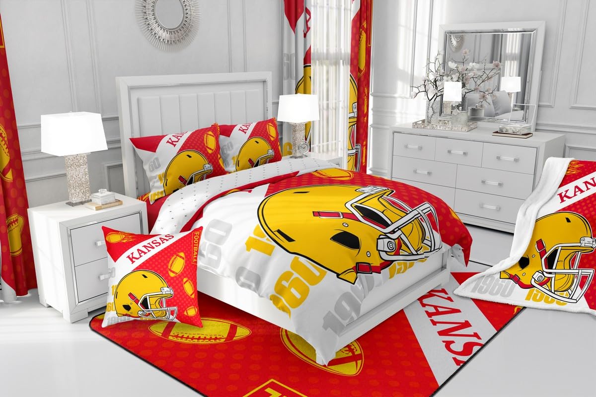 Feelyou Football Comforter Set Full Size Boys Bedding Set for Kids Boys Girls Football City Duvet Quilt Fans Gift Bedroom Decor Microfiber 3 Pcs with 2 Pillow Cases