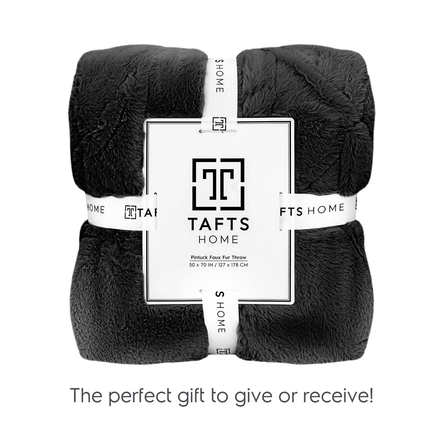 Tafts Pintuck Throw Blankets - Soft, Ultra Comfy and Fuzzy - Plush Fluffy Fleece Blankets and Throws for Couch, Bed & Living Room - Fall, Winter or Spring - Blankets Throw Size - Midnight Black