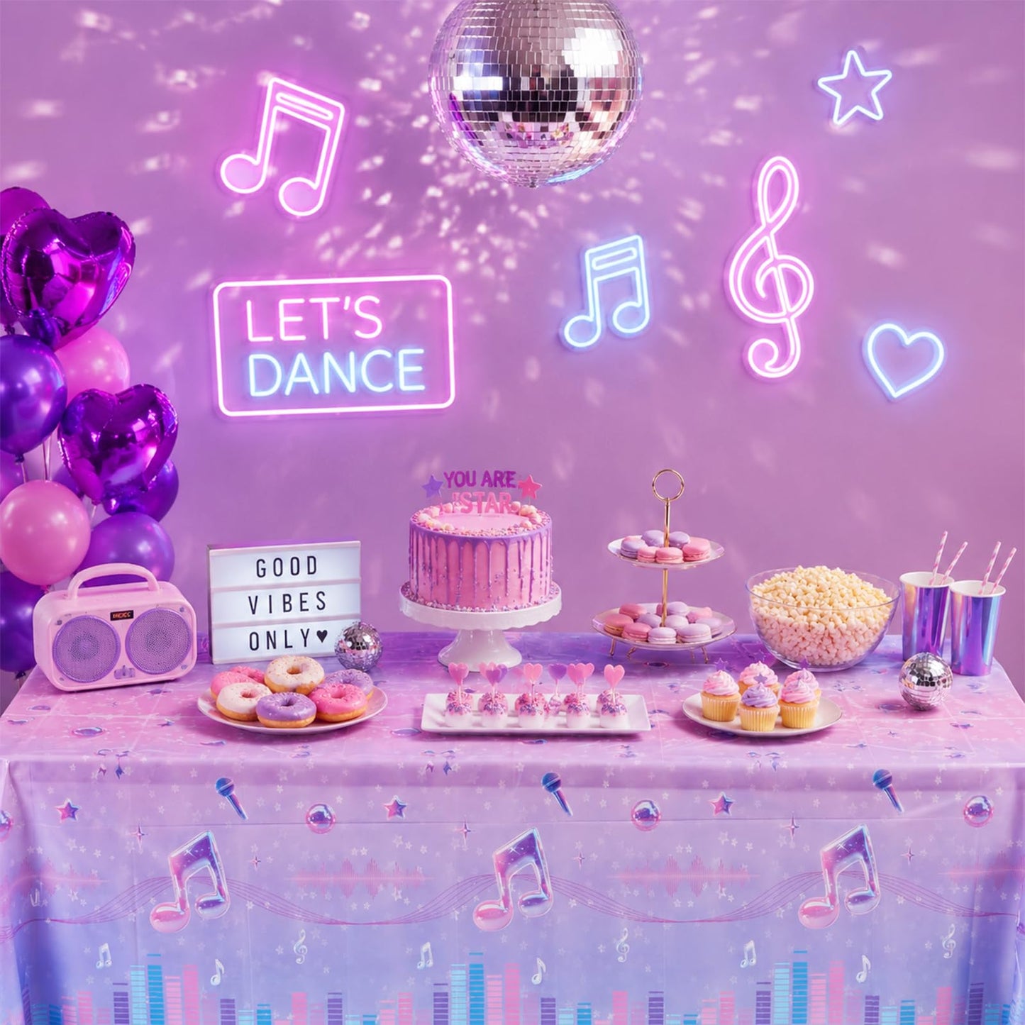Irenare 3 Pack Kpop Theme Table Cloth Korean 54 x 108 Inch Kpop Birthday Decoration Girl Group Table Cover Disposable Waterproof Plastic Tablecloth for Birthday Supply Girl Fan Concert (Music)