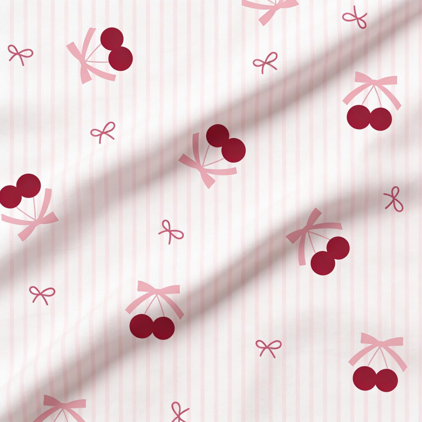 Sedefen Pink Bow Duvet Cover Queen Size Cherry Red Striped Duvet Cover Set Bows Cherries Printed on White Stripe Reversible Bedding Set 3 Pcs with 2 Pillowcases Gift for Women Girls